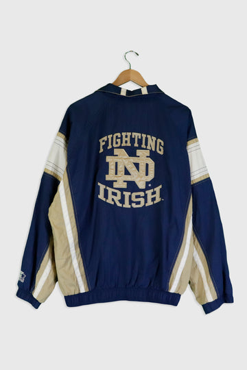 Vintage Starter Notre Dame Embroidered Back 'Fighting Irish' Windbreaker Sz XL