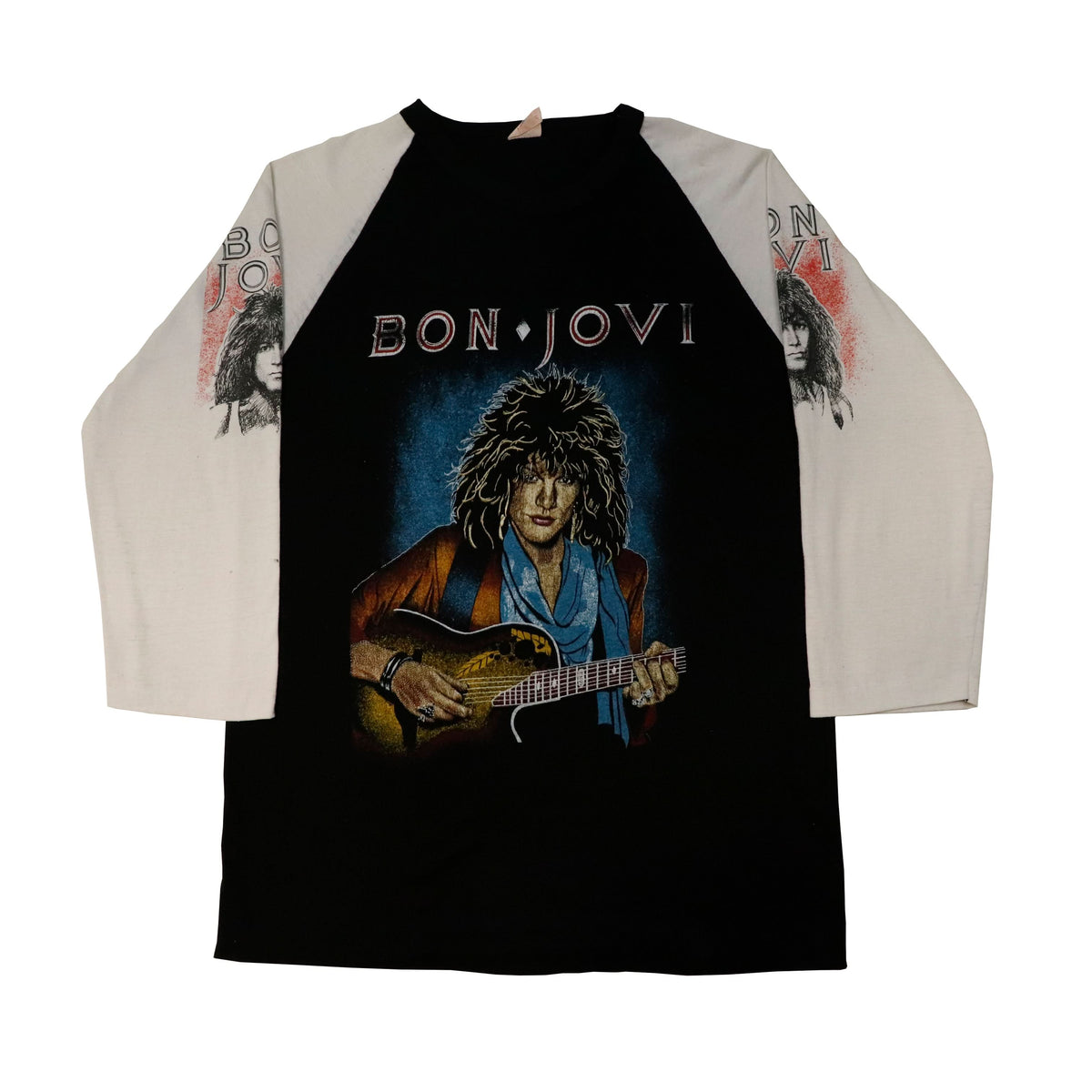 Vintage Bon Jovi Graphic Raglan Band T-Shirt Size XL