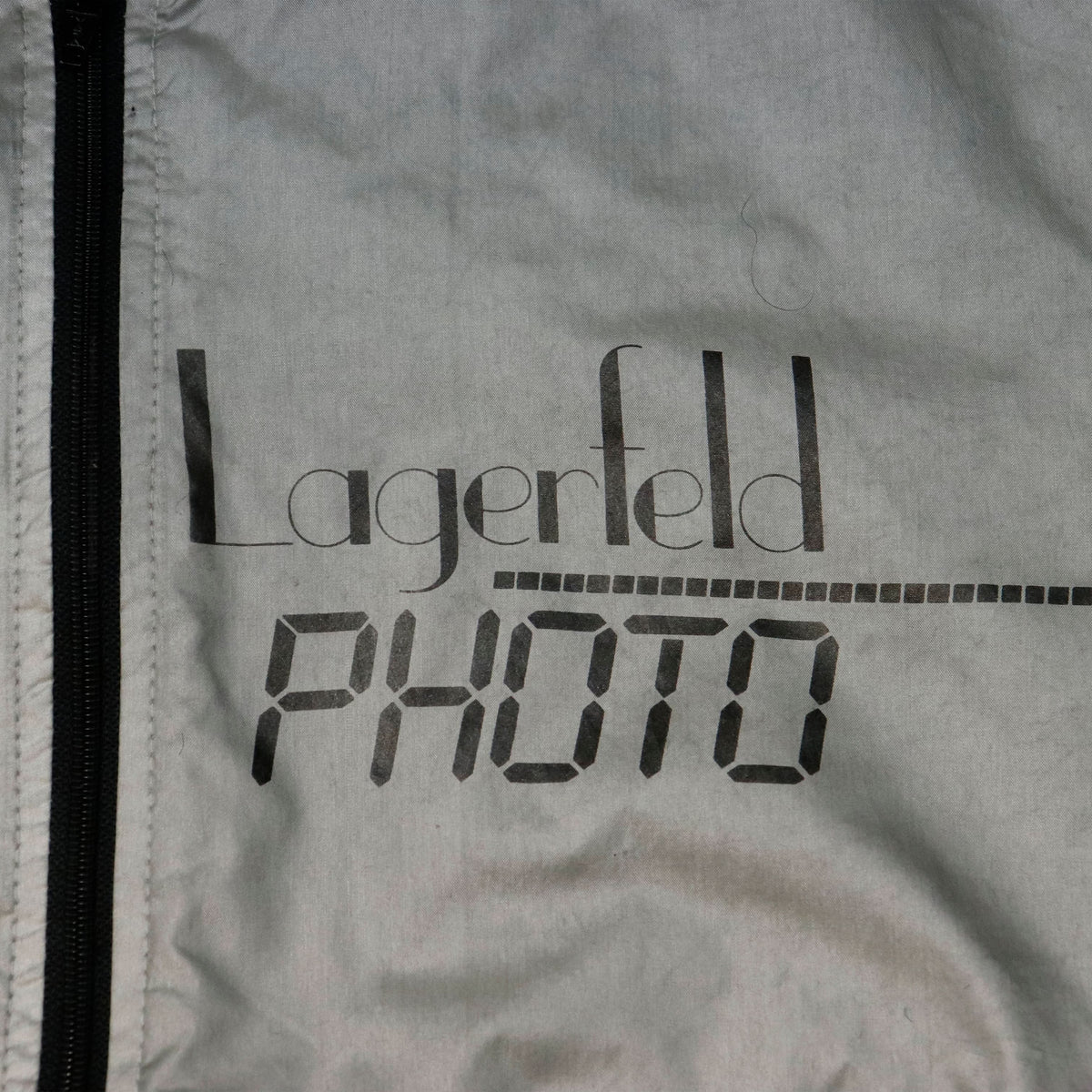 Vintage Lagerfeld Photo Silver Bomber Jacket Size L