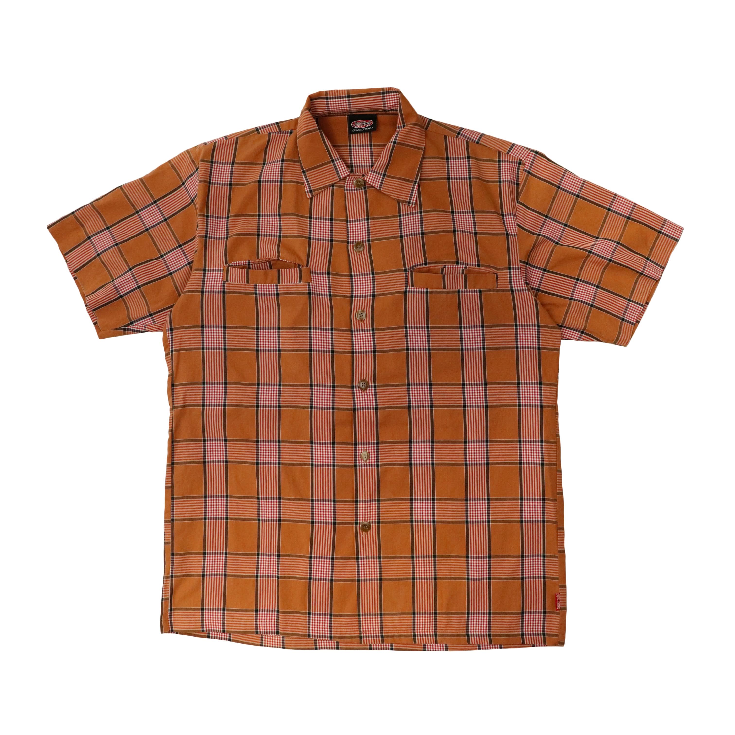 Vintage 3rd Rail Brand Orange Plaid Short Sleeve Shirt Size M