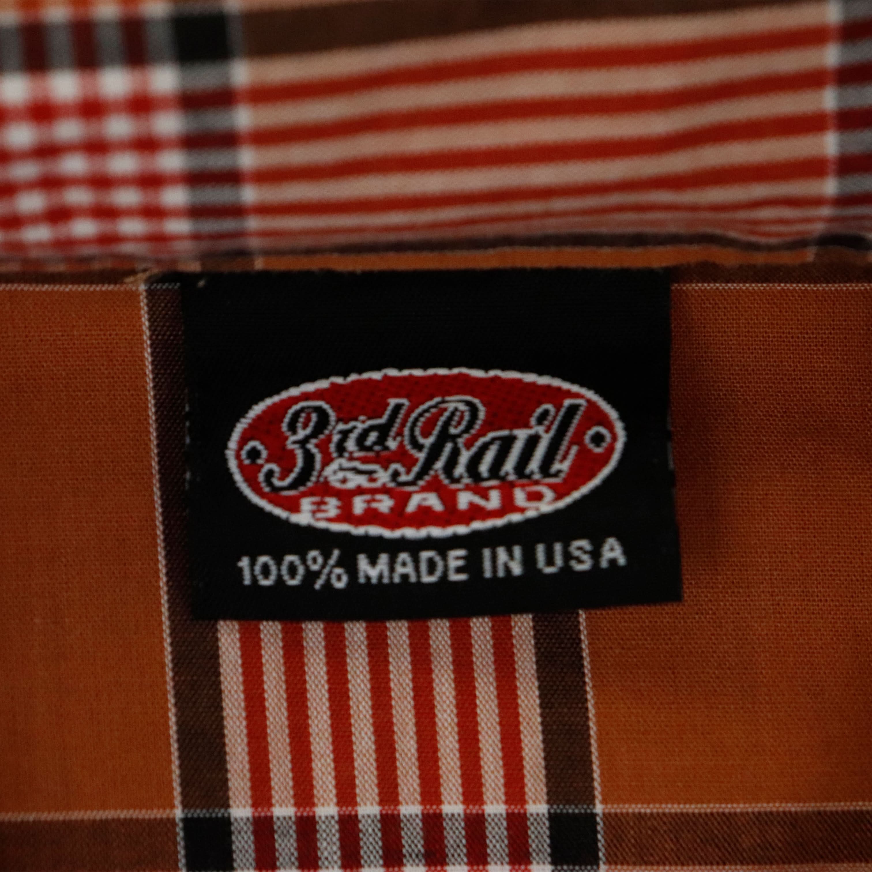 Vintage 3rd Rail Brand Orange Plaid Short Sleeve Shirt Size M