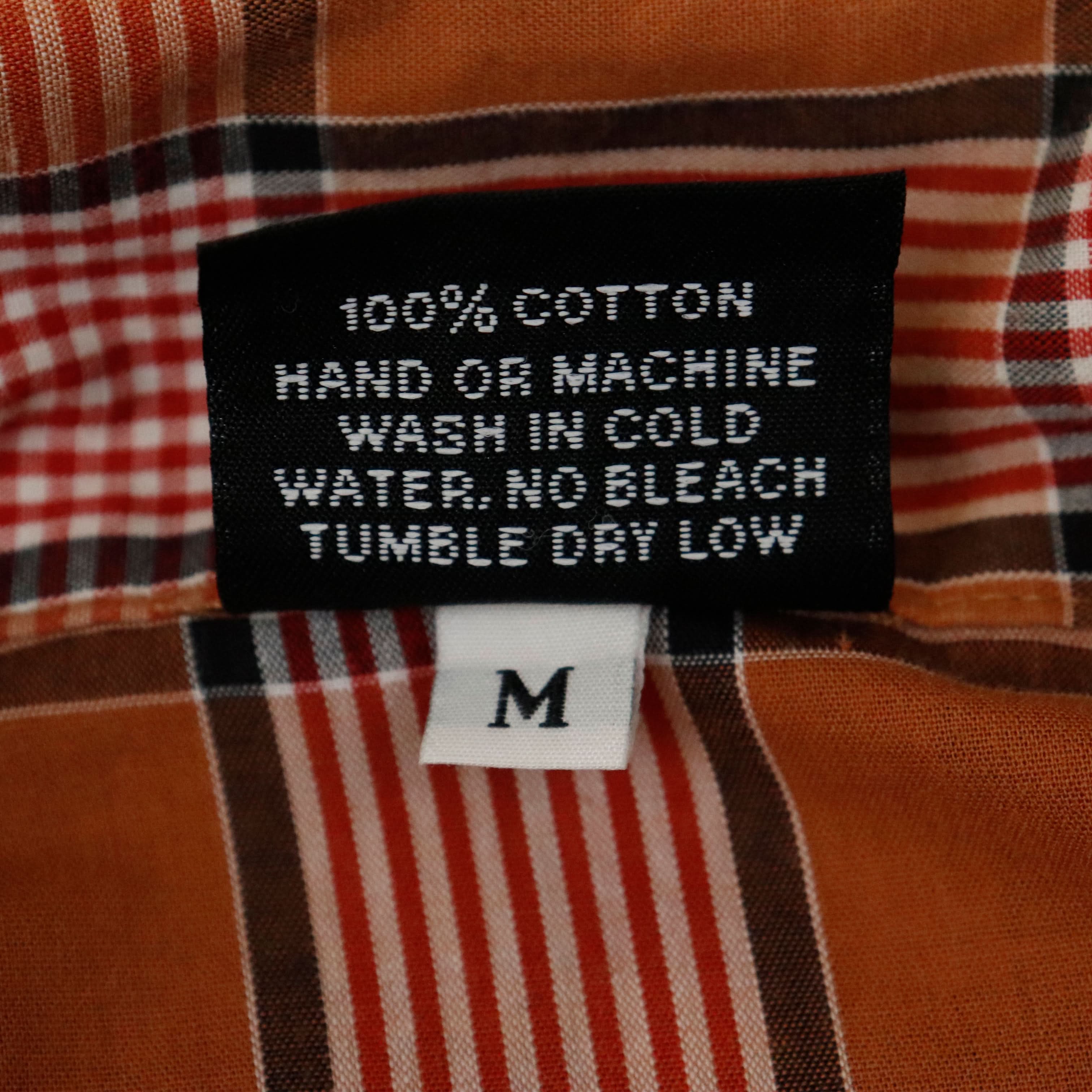 Vintage 3rd Rail Brand Orange Plaid Short Sleeve Shirt Size M