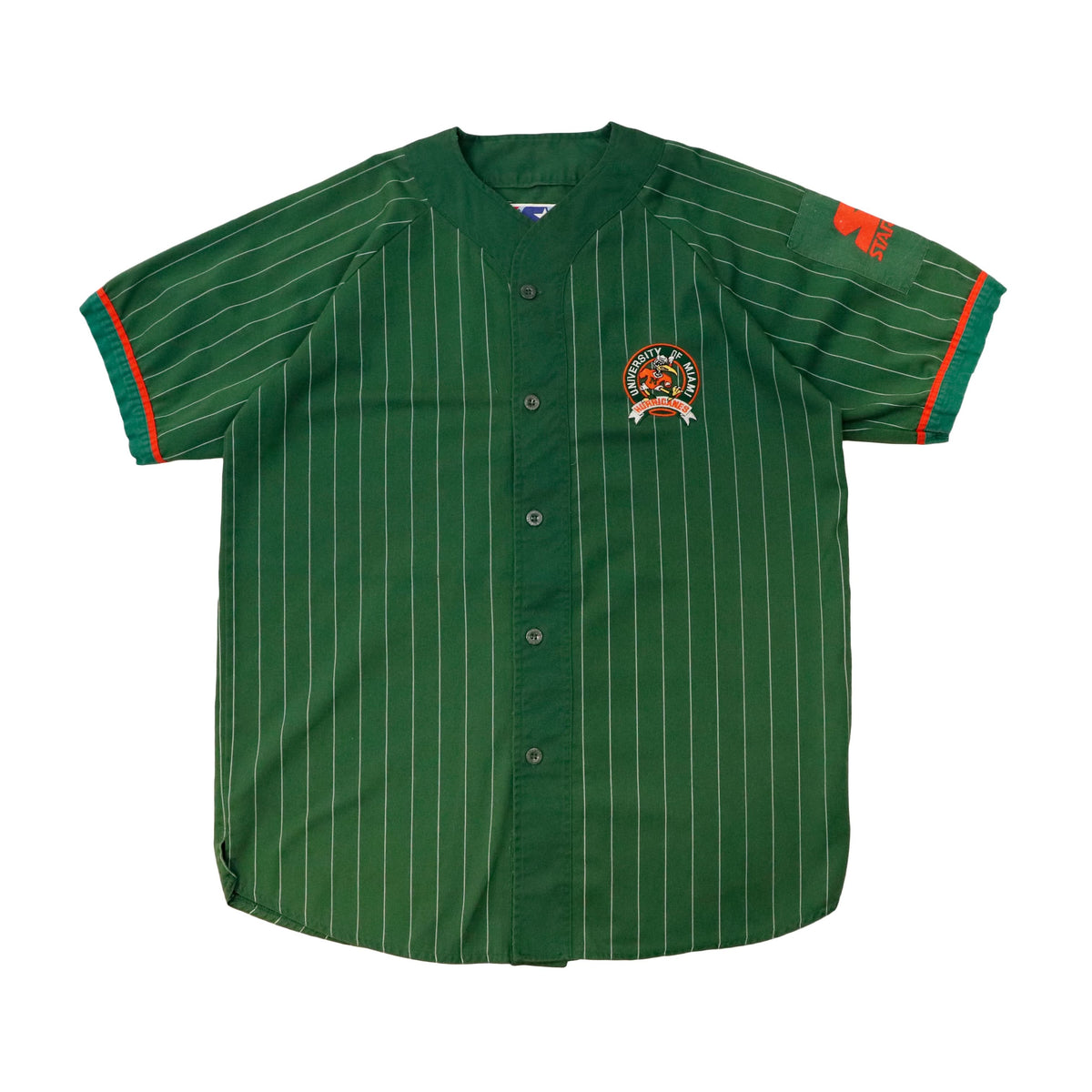 Vintage Starter University of Miami Pinstripe Baseball Jersey Size L