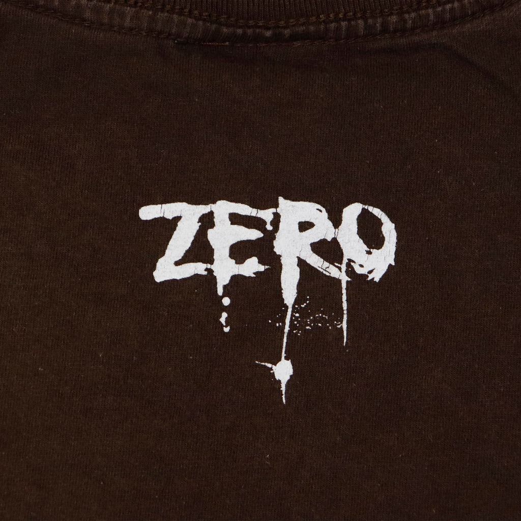 Vintage Zero Skull Graphic Brown T-Shirt Size L Skateboard