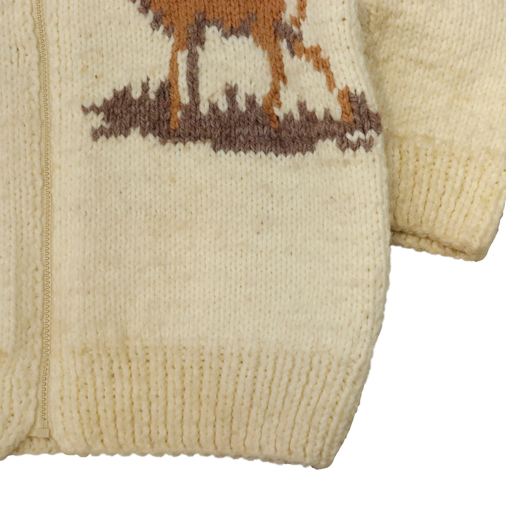 Vintage Hand Knit Deer Motif Wool Cardigan Sweater Size N/A