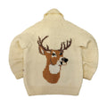 Vintage Hand Knit Deer Motif Wool Cardigan Sweater Size N/A