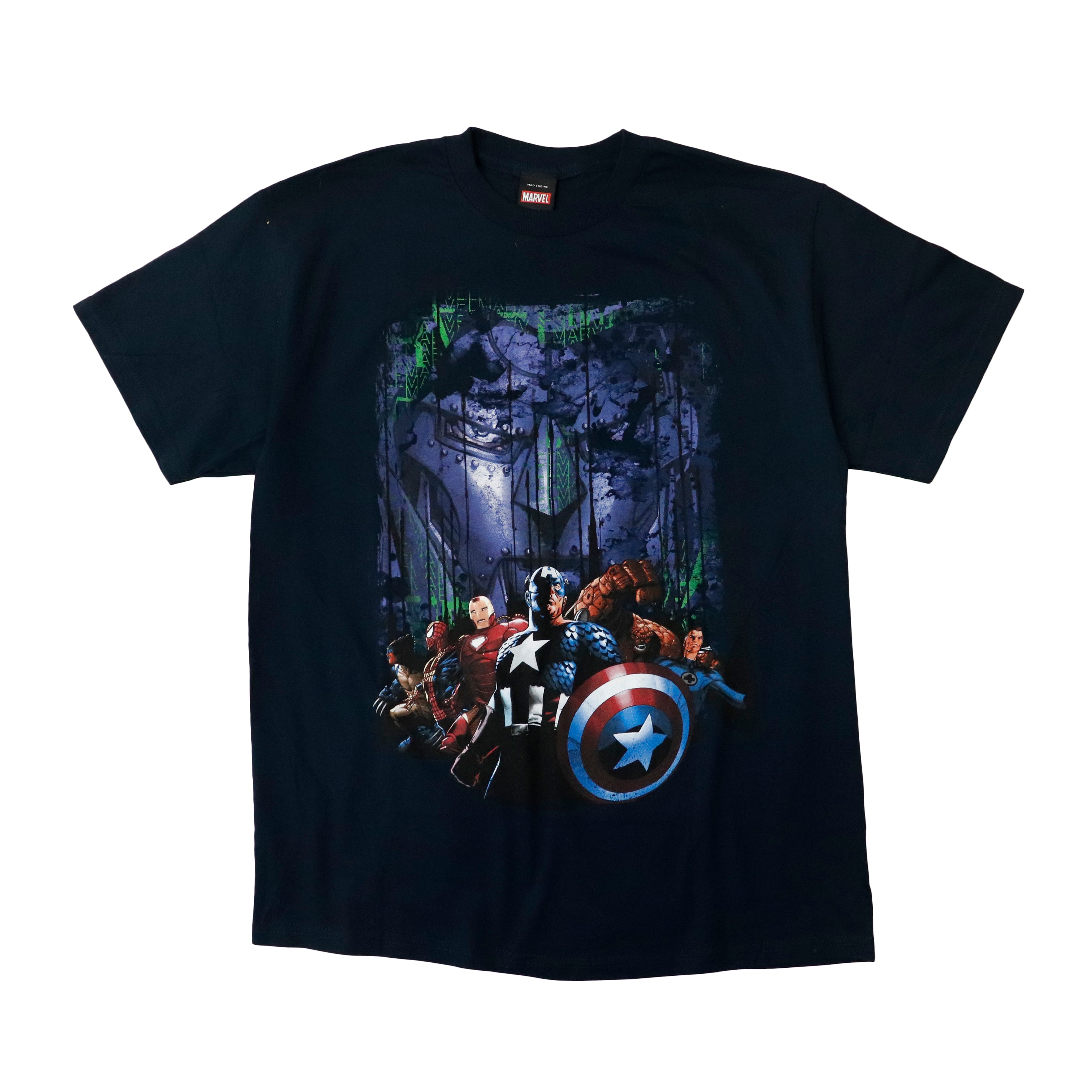 Vintage 2011 Marvel Mad Engine Superhero Graphic T-Shirt Size L