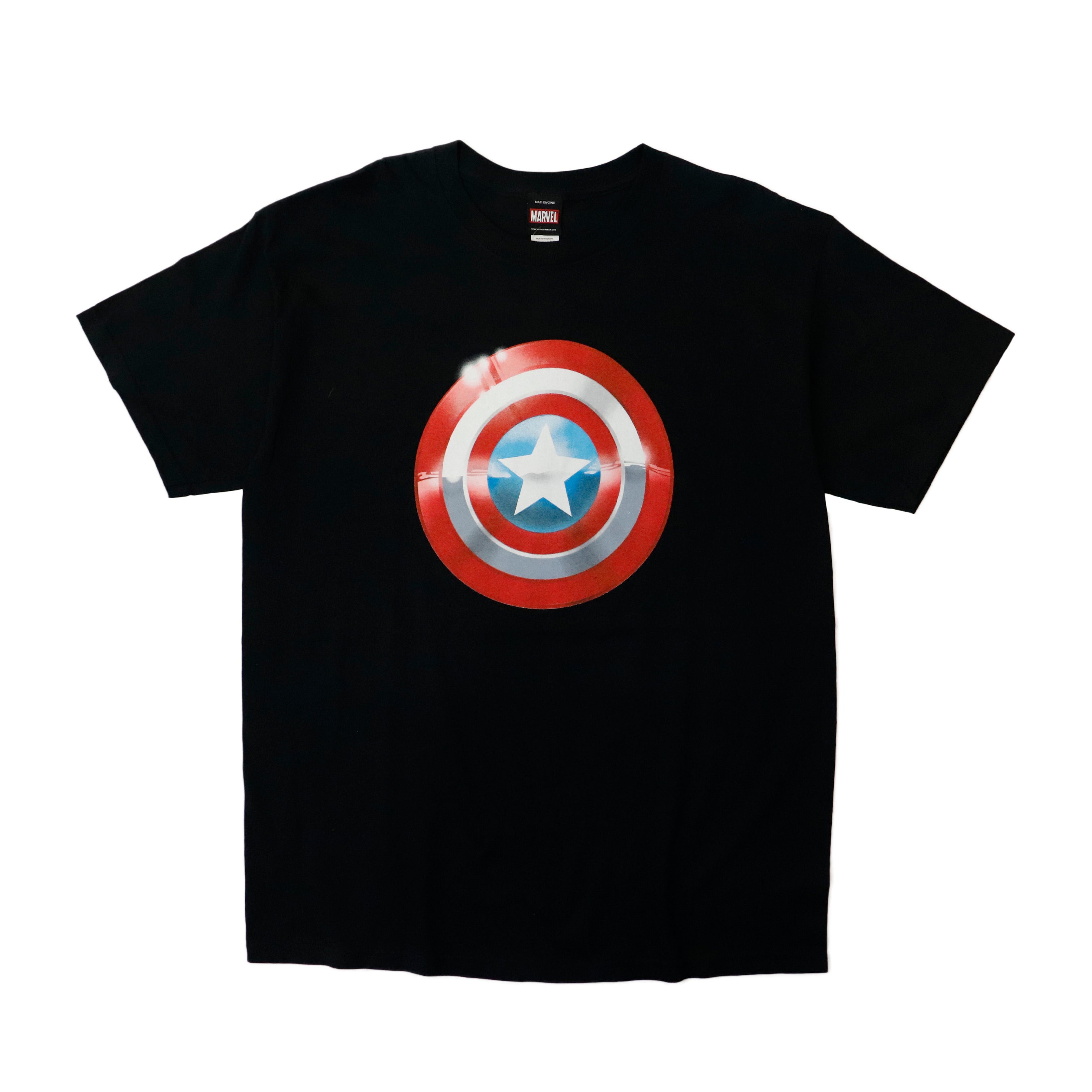 Vintage 2010 Marvel Mad Engine Captain America Shield Graphic T-Shirt Size L