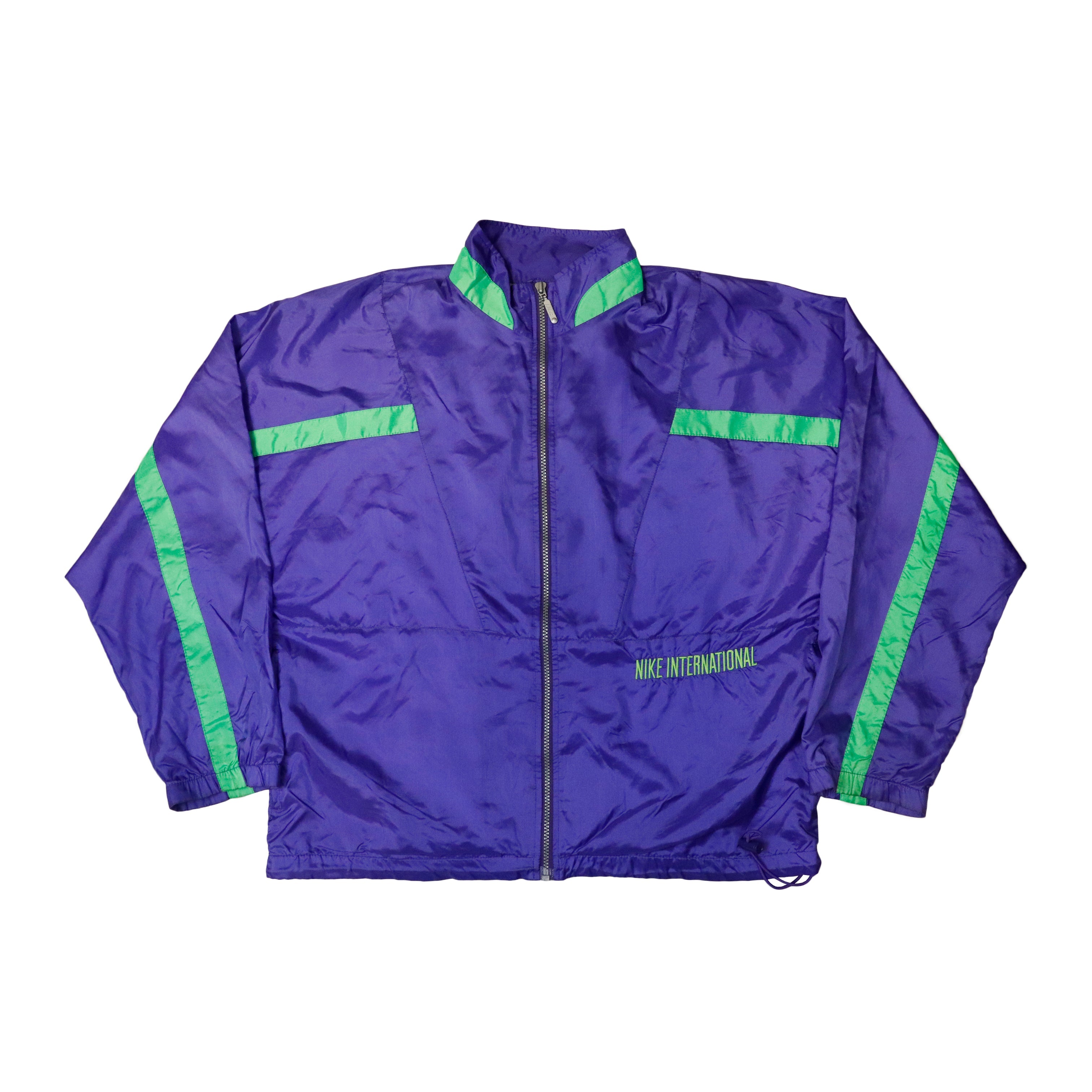 Vintage 90s Nike International Purple Green Windbreaker Jacket Size S