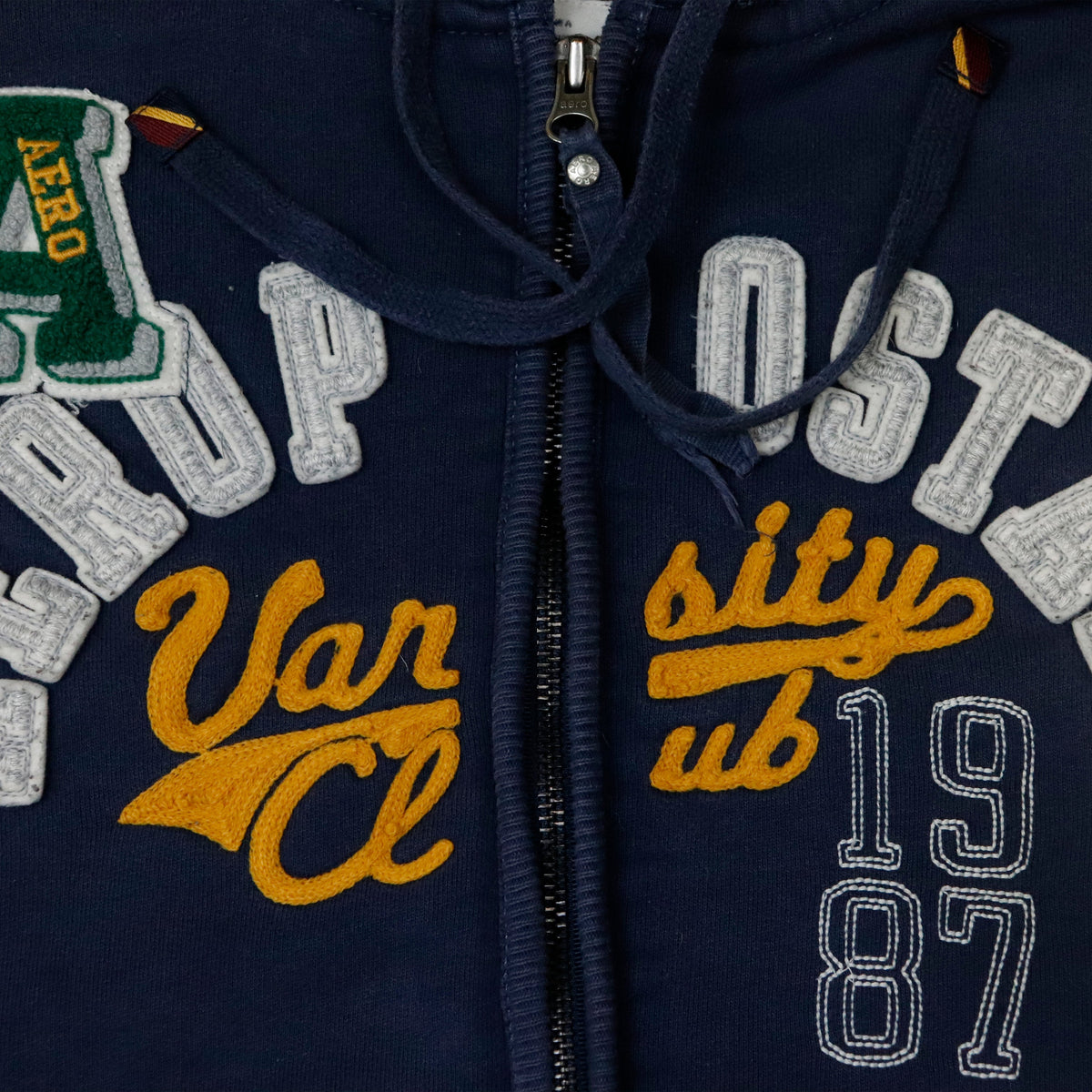 Vintage Aeropostale Varsity Appliqué Zip Hoodie Size XL Y2K
