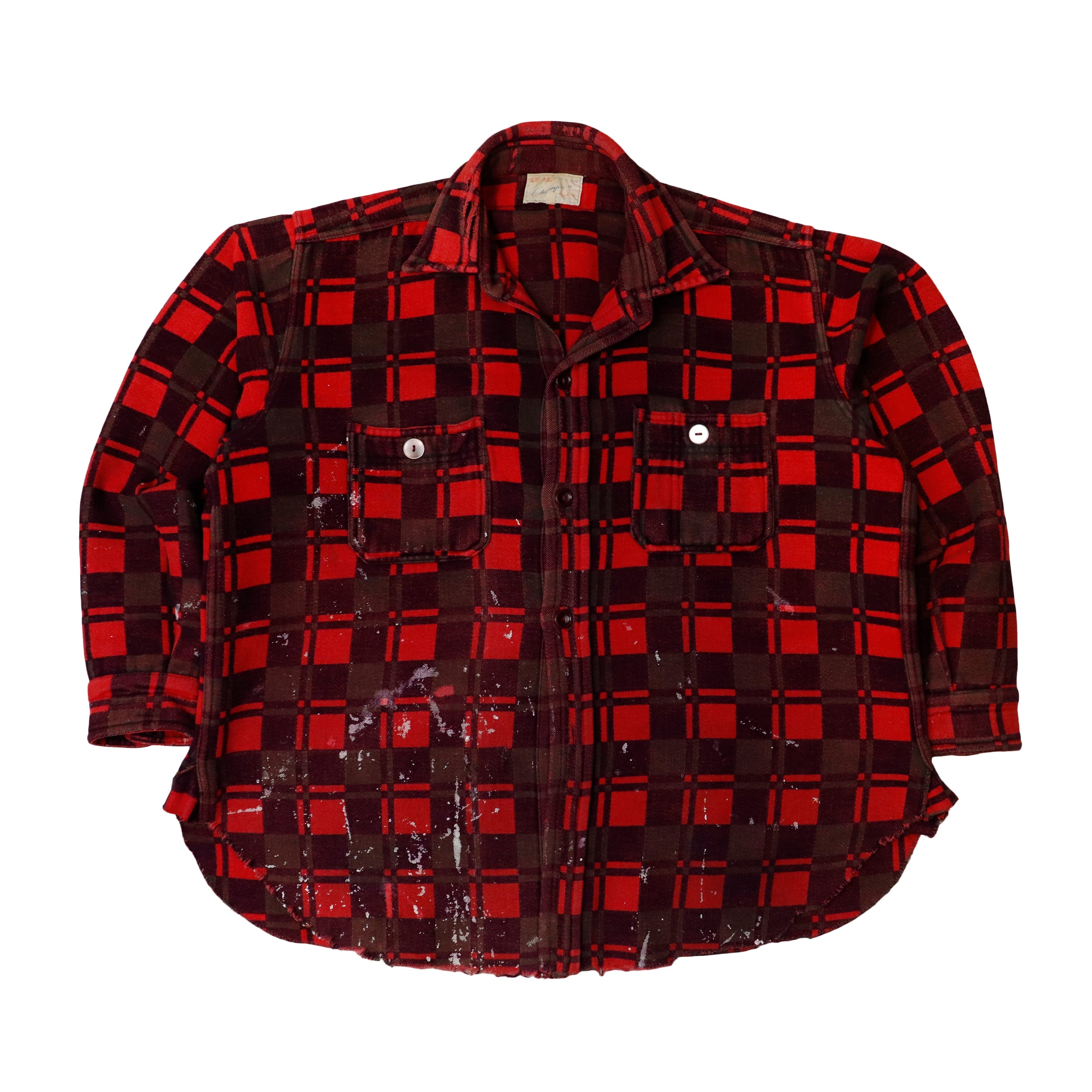 Vintage 60s Champion Cotton Red Plaid Flannel Shirt Size L