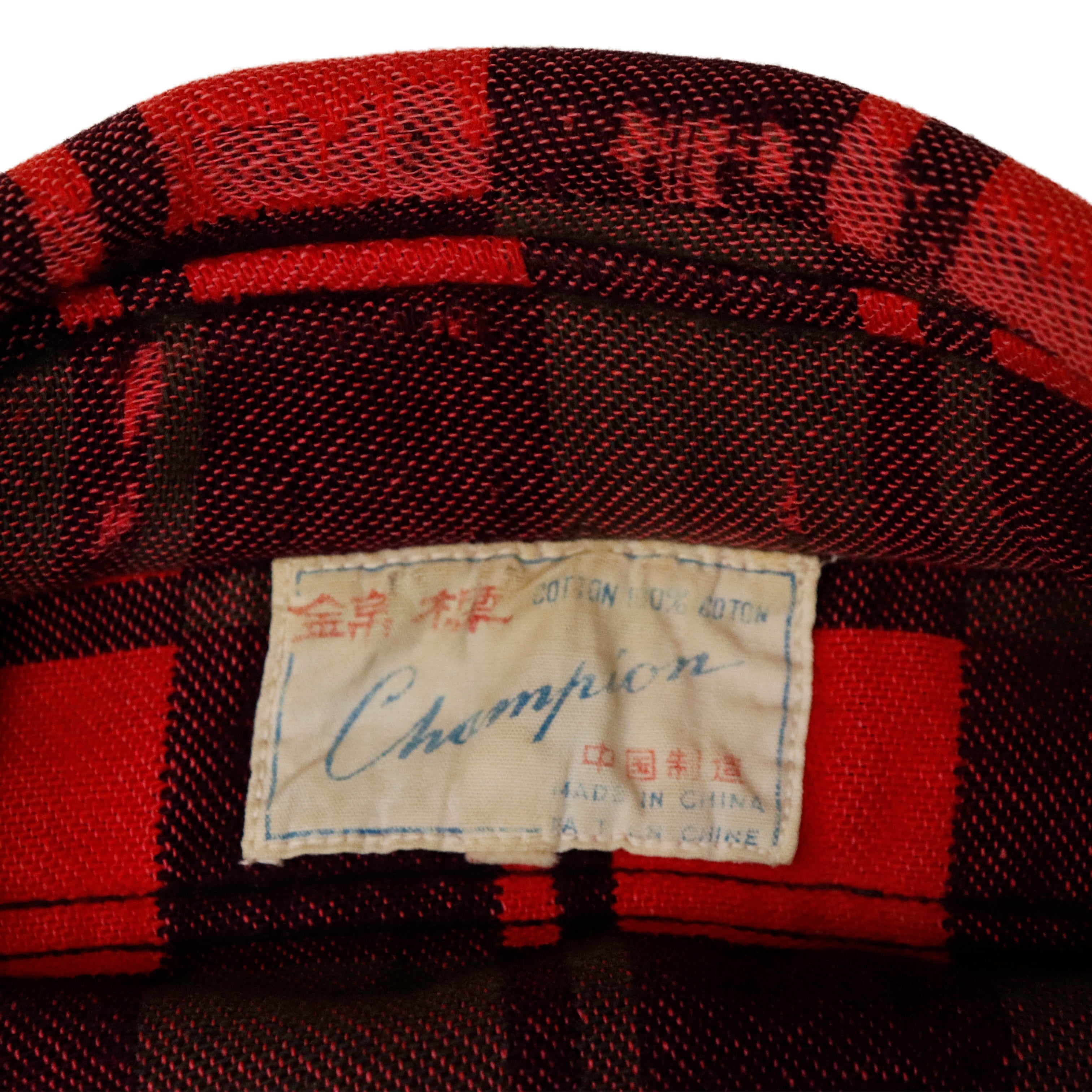 Vintage 60s Champion Cotton Red Plaid Flannel Shirt Size L