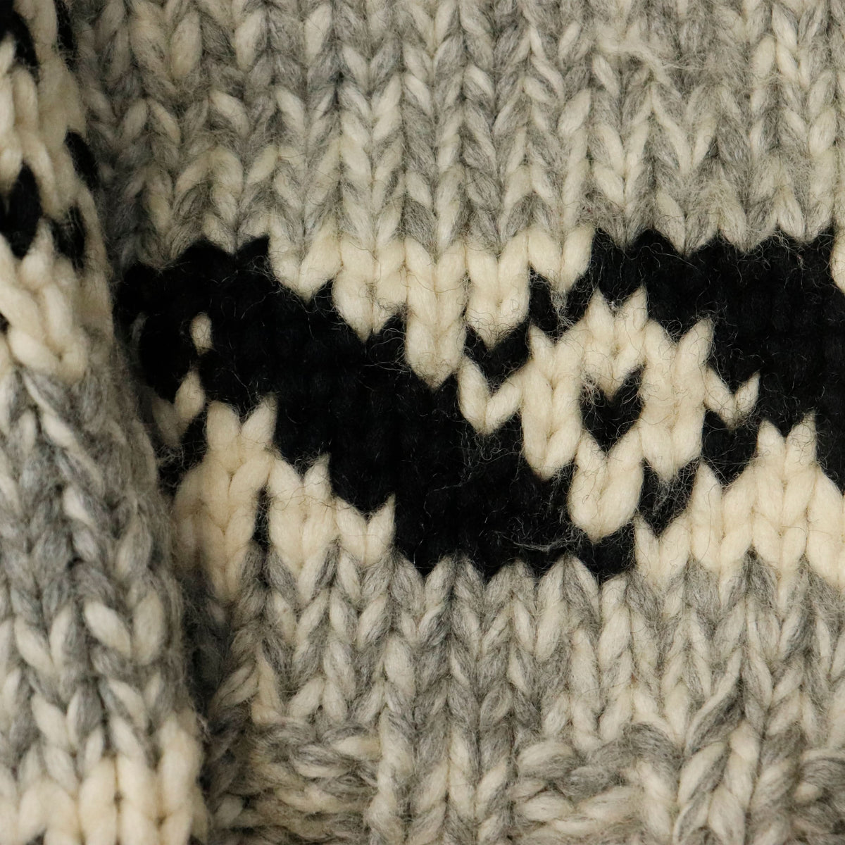 Vintage Cowichan Hand Knit Patterned Zip Sweater Size N/A