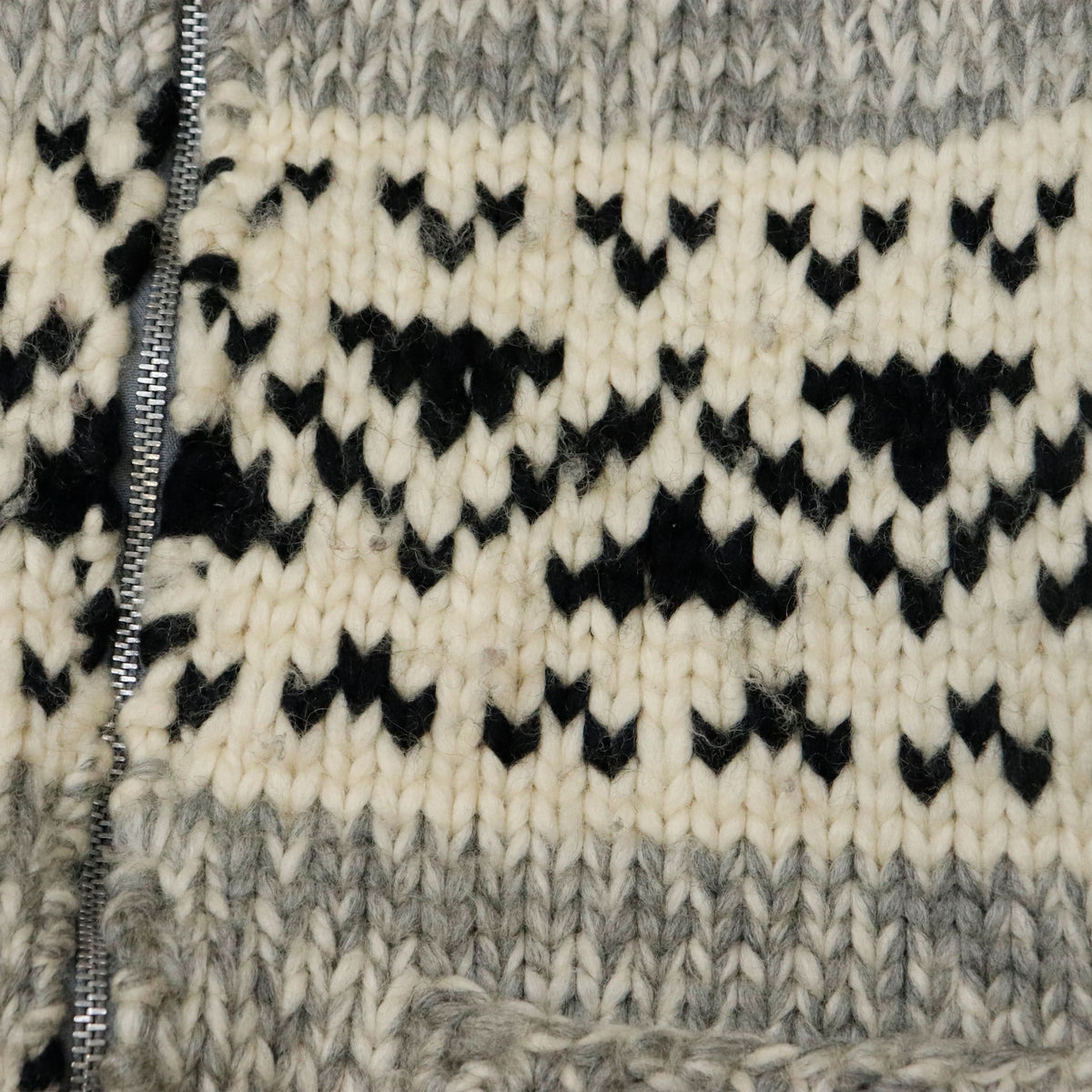 Vintage Cowichan Hand Knit Patterned Zip Sweater Size N/A