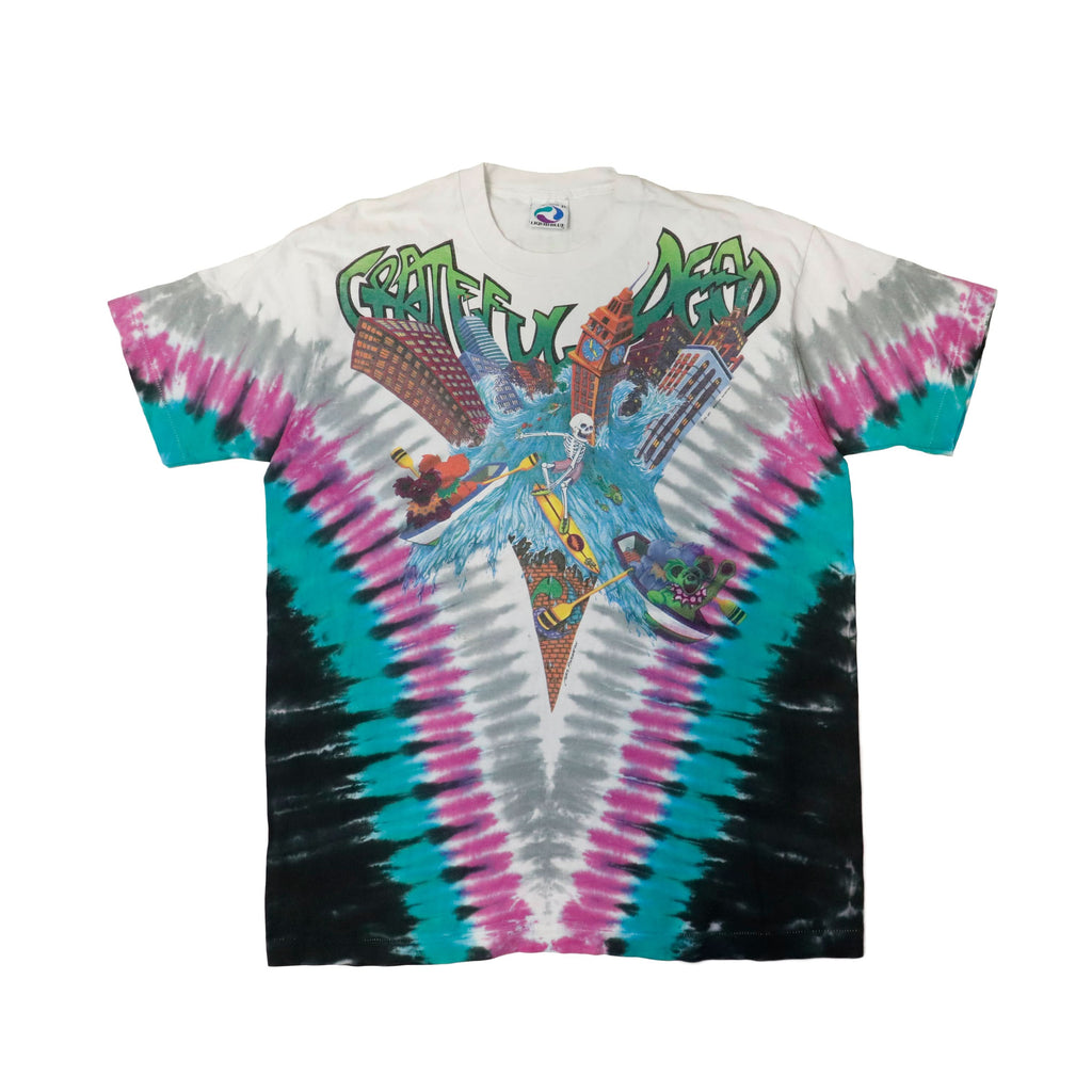 1992 Grateful Dead Surf Liquid Blue Tie Dye Chicago Soldier Field T-Shirt Size XL