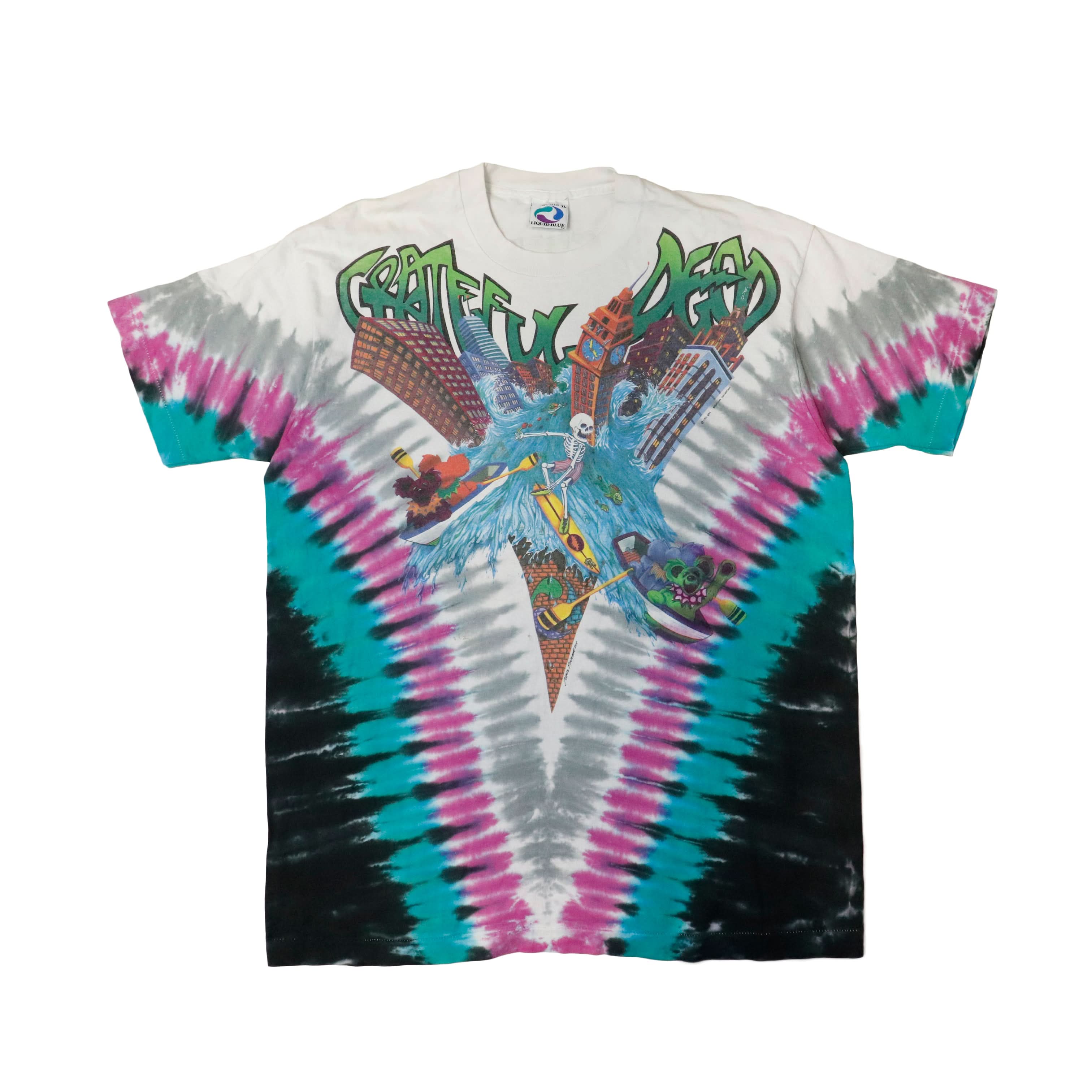 1992 Grateful Dead Surf Liquid Blue Tie Dye Chicago Soldier Field T-Shirt Size XL
