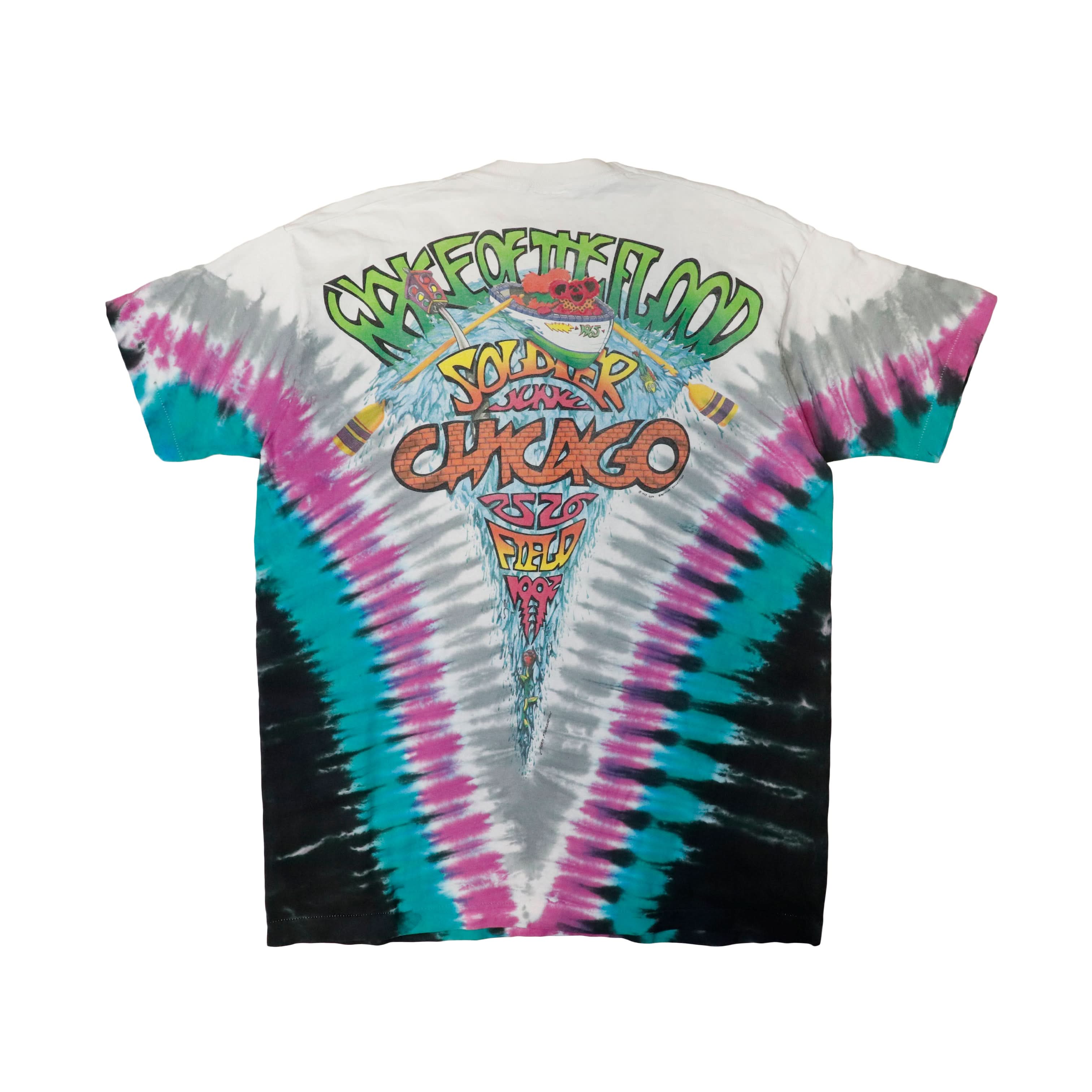 1992 Grateful Dead Surf Liquid Blue Tie Dye Chicago Soldier Field T-Shirt Size XL