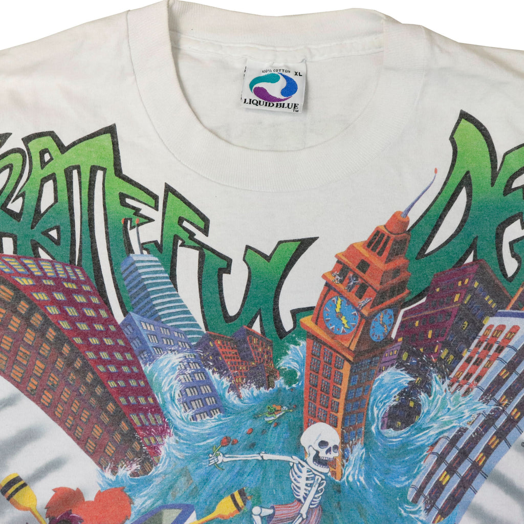 1992 Grateful Dead Surf Liquid Blue Tie Dye Chicago Soldier Field T-Shirt Size XL