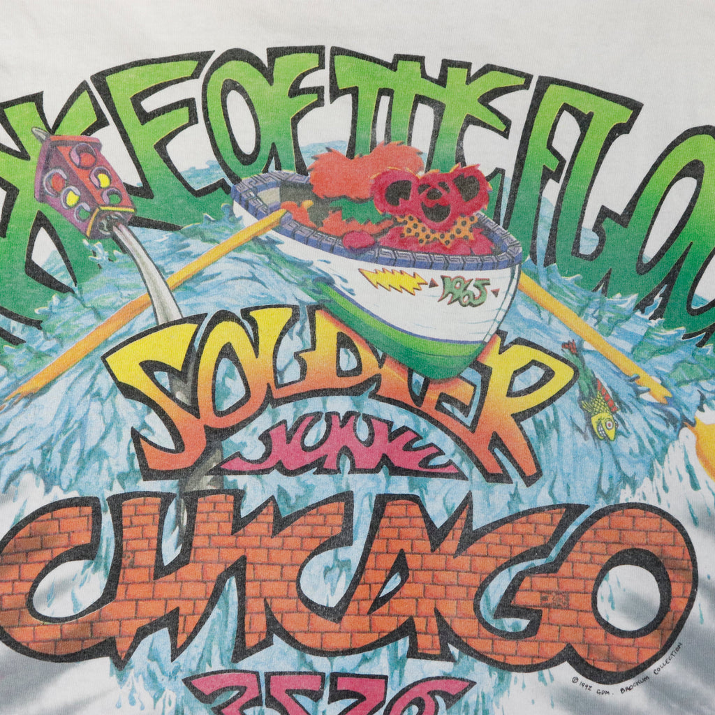 1992 Grateful Dead Surf Liquid Blue Tie Dye Chicago Soldier Field T-Shirt Size XL