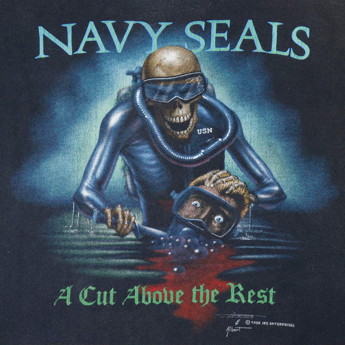Vintage Navy Seals Skull Diver Graphic T-Shirt Size Large