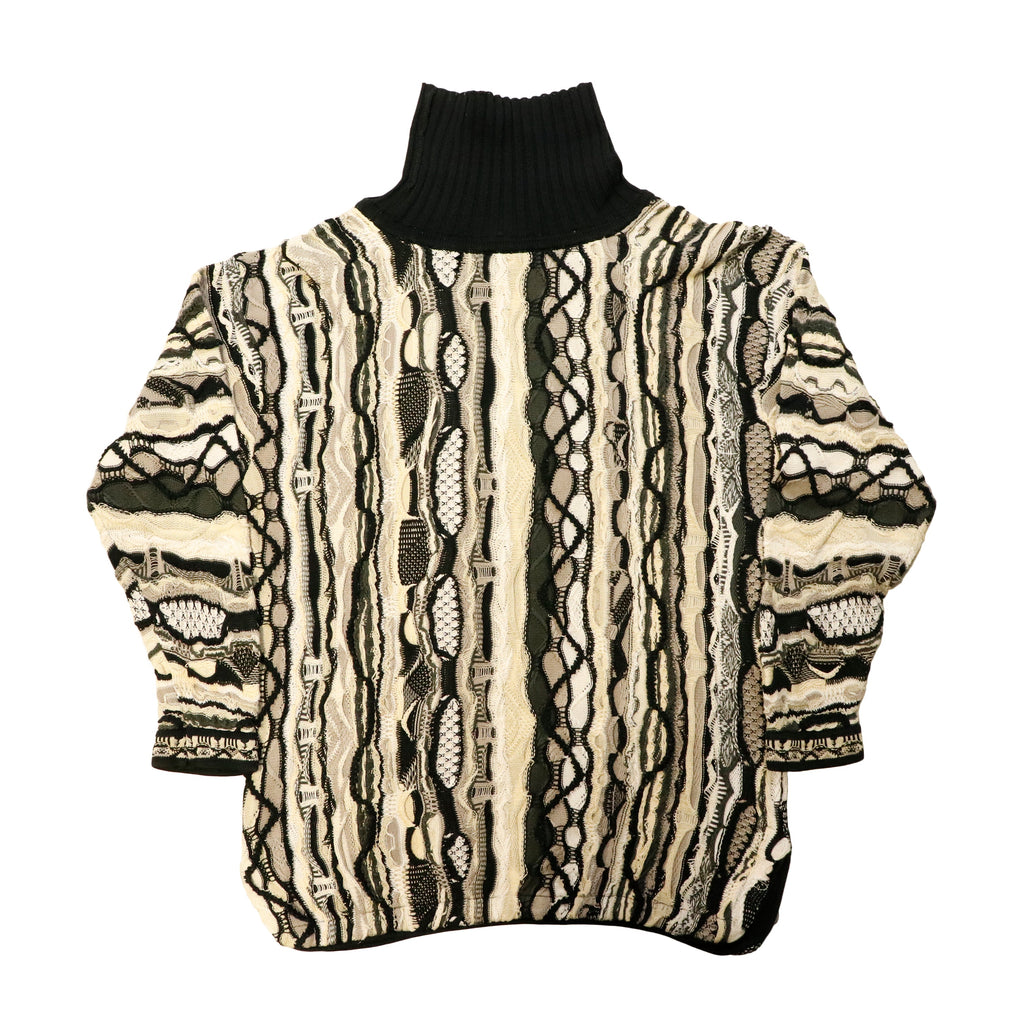 Vintage Coogi Textured 3D Knit Turtleneck Sweater Size L 90s