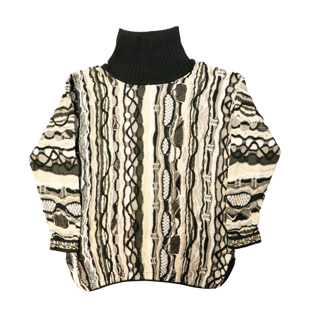 Vintage Coogi Textured 3D Knit Turtleneck Sweater Size L 90s