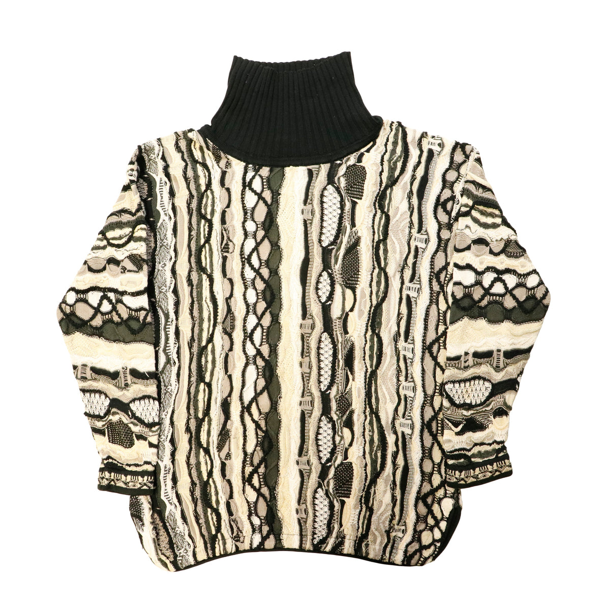 Vintage Coogi Textured 3D Knit Turtleneck Sweater Size L 90s