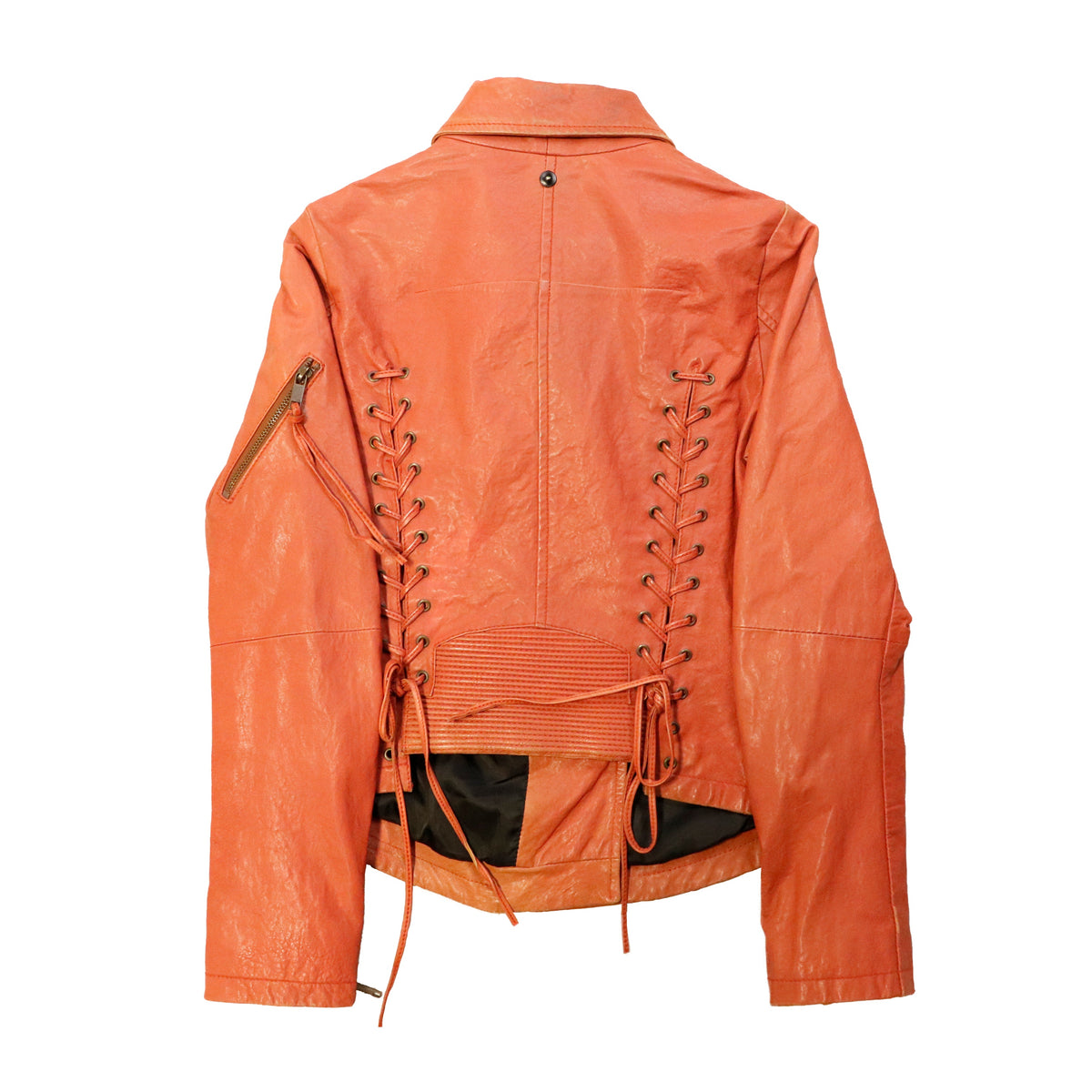 Vintage Diesel lace-up leather moto jacket