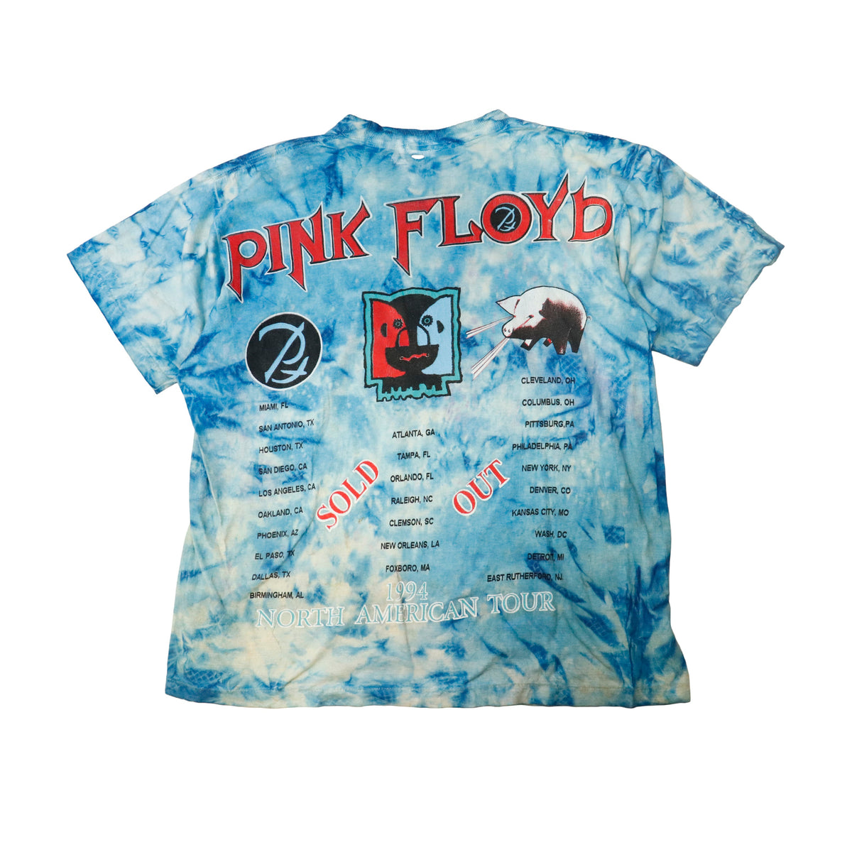 Vintage Pink Floyd The Division Bell Tour 1994 Graphic T-Shirt Size L Tye Dye