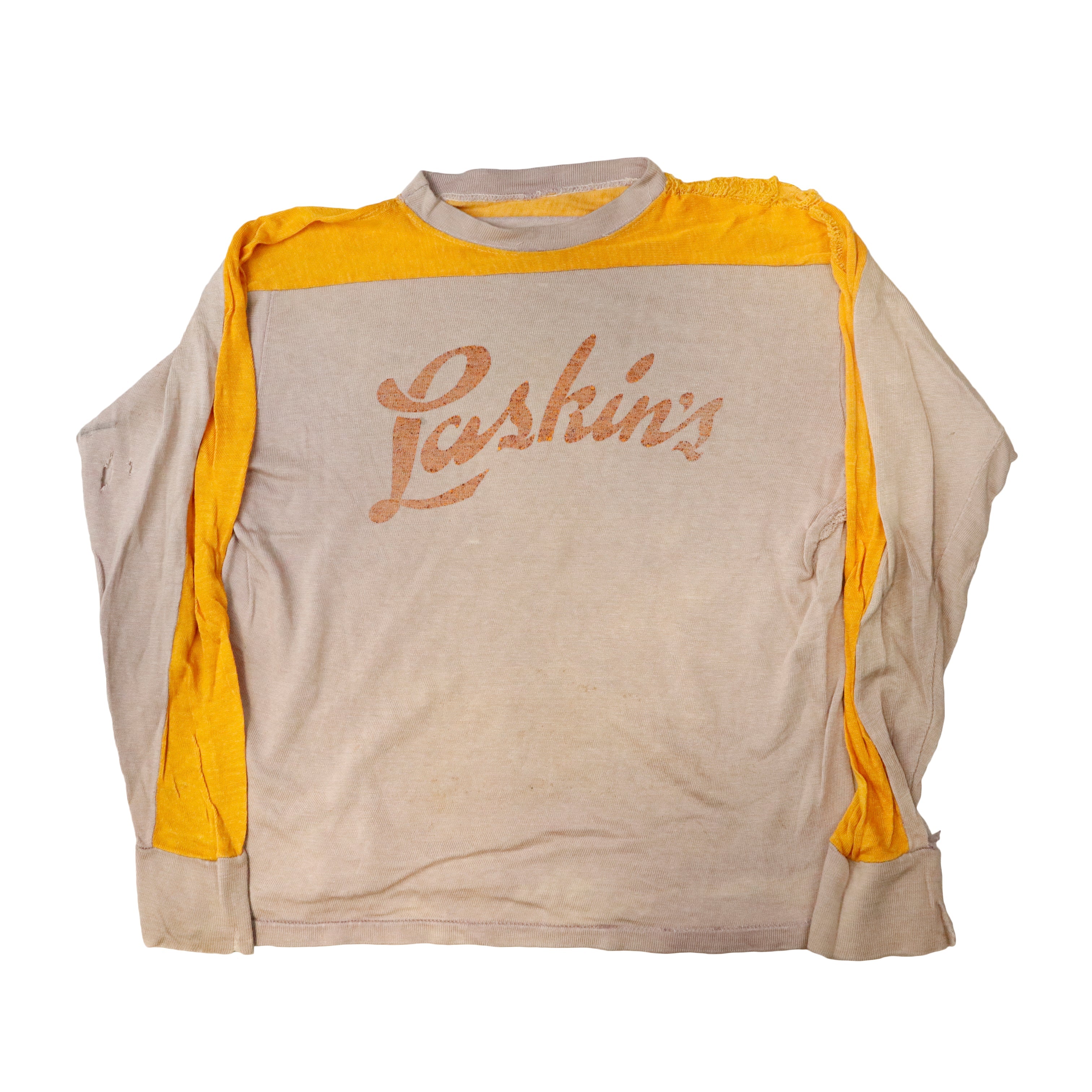 Vintage 30s Hockey Jersey Loskins Distressed Colorblock Long Sleeve Shirt Size One Size