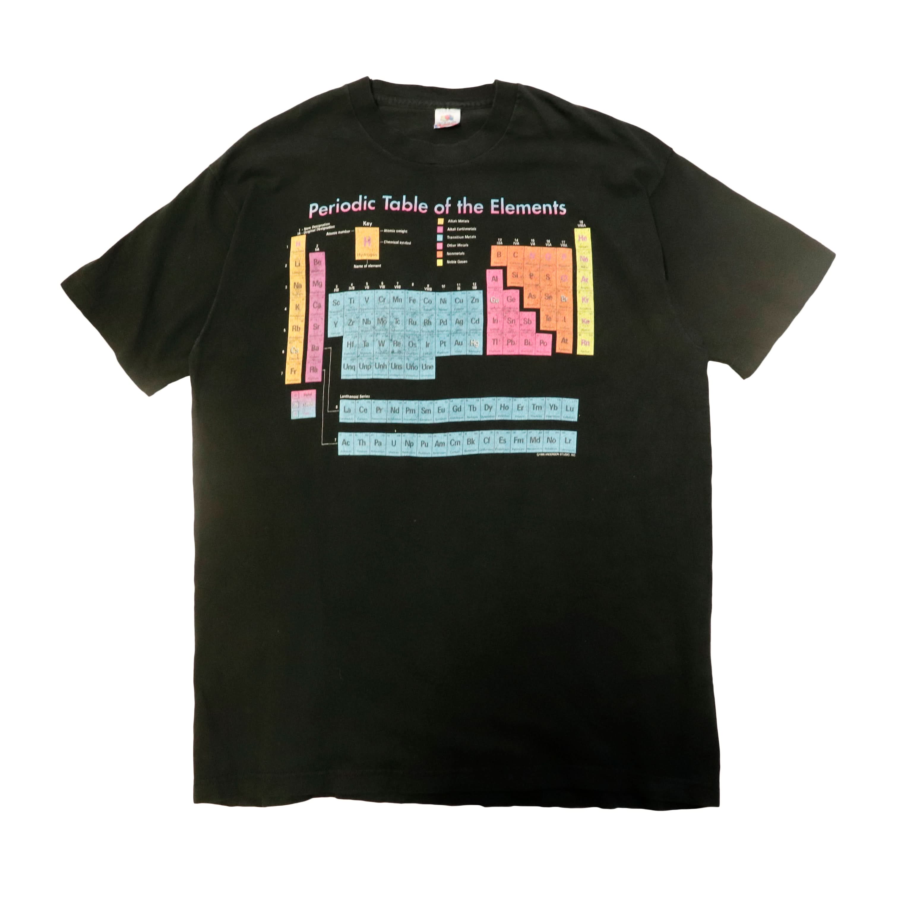 Vintage 1995 Fruit of the Loom Periodic Table Graphic T-Shirt Size XL