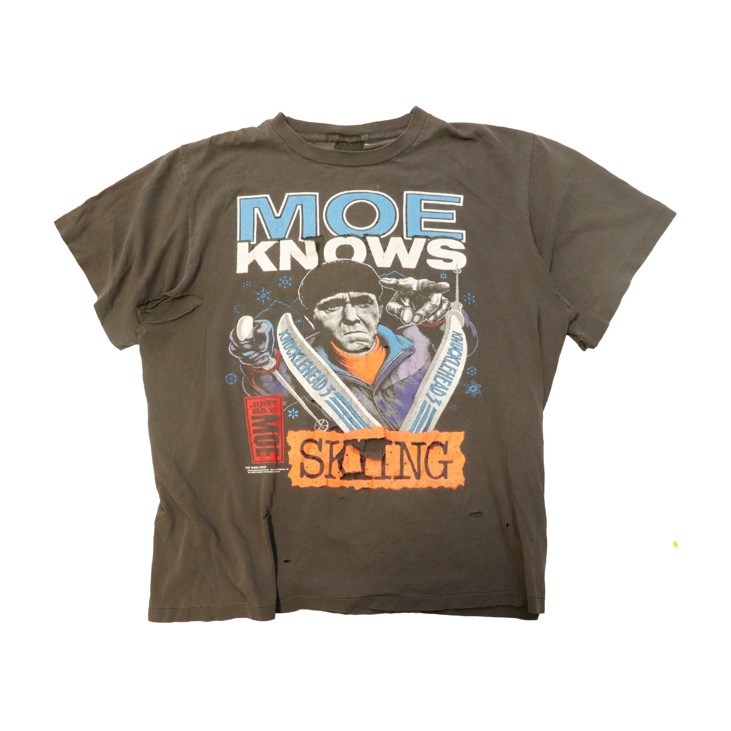 Vintage 1990 Moe Knows Skiing Graphic T-Shirt Size XL
