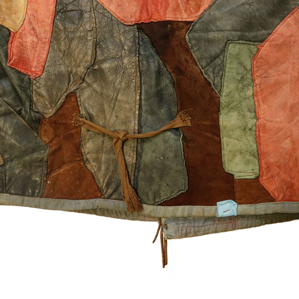 Vintage 60s Patchwork Leather Hippie Vest Custom Folk Art Piece RARE