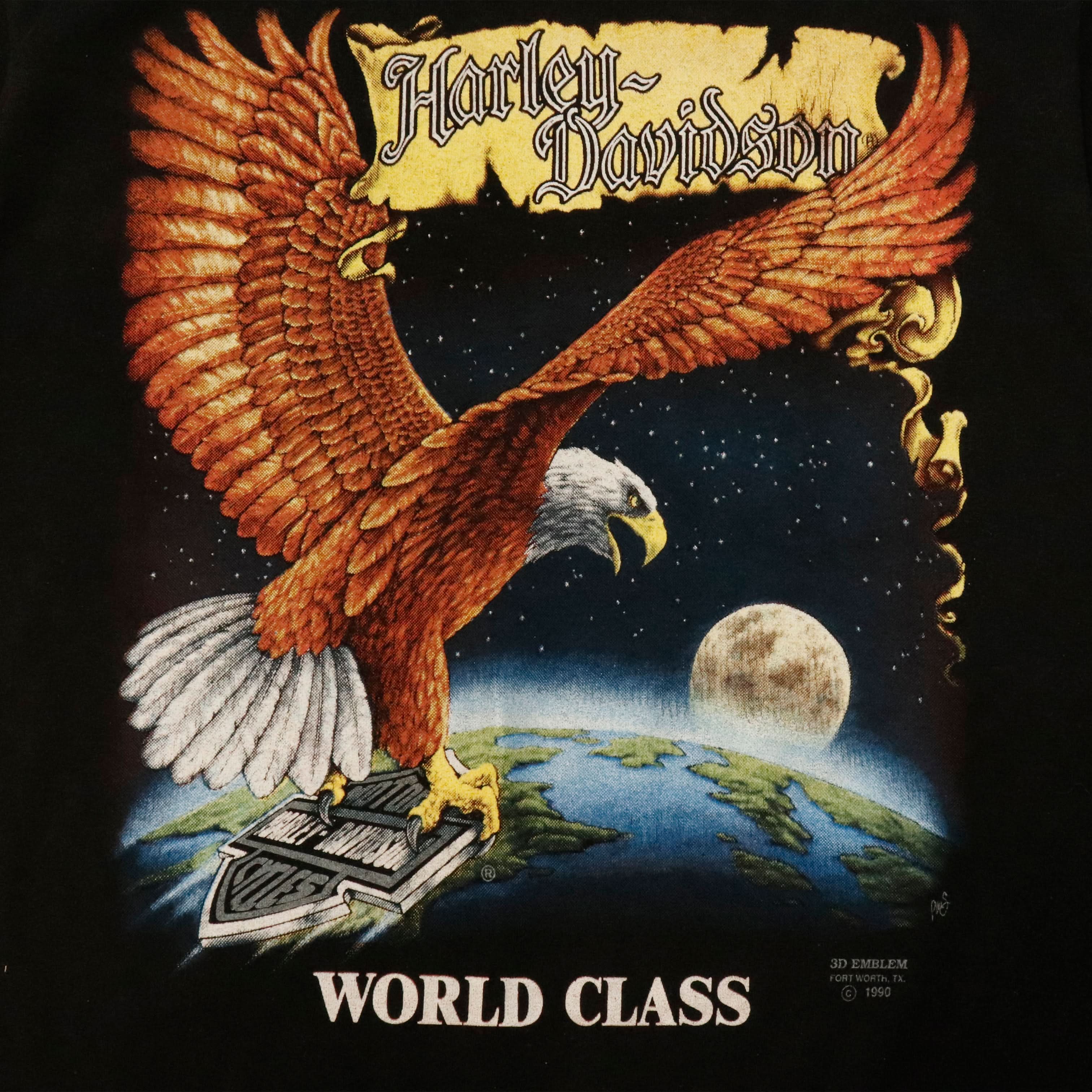 Vintage 3D Emblem 1990 Harley-Davidson Eagle Graphic T-Shirt Size M