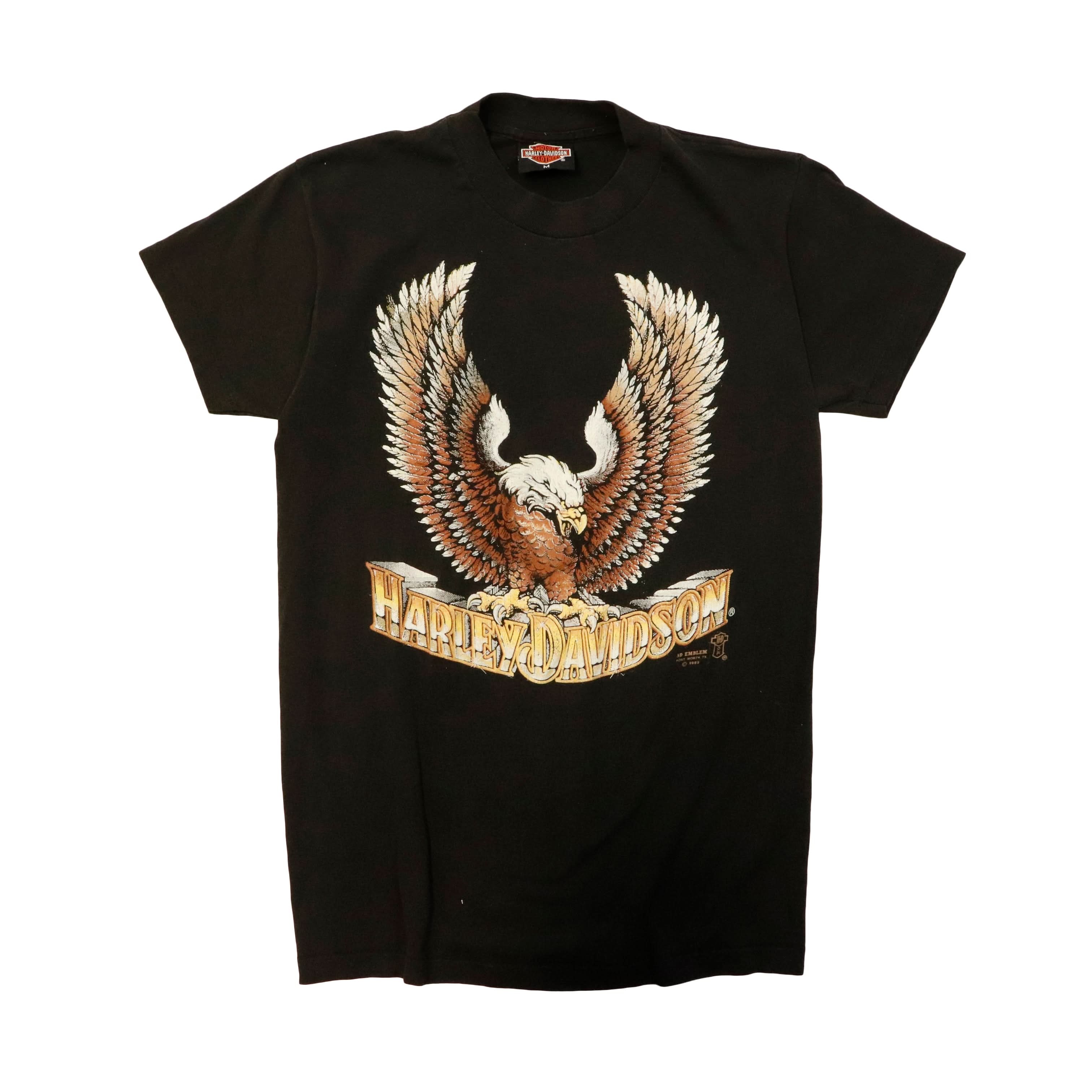 Vintage 3D Emblem 1989 Harley-Davidson Eagle Graphic T-Shirt Size M