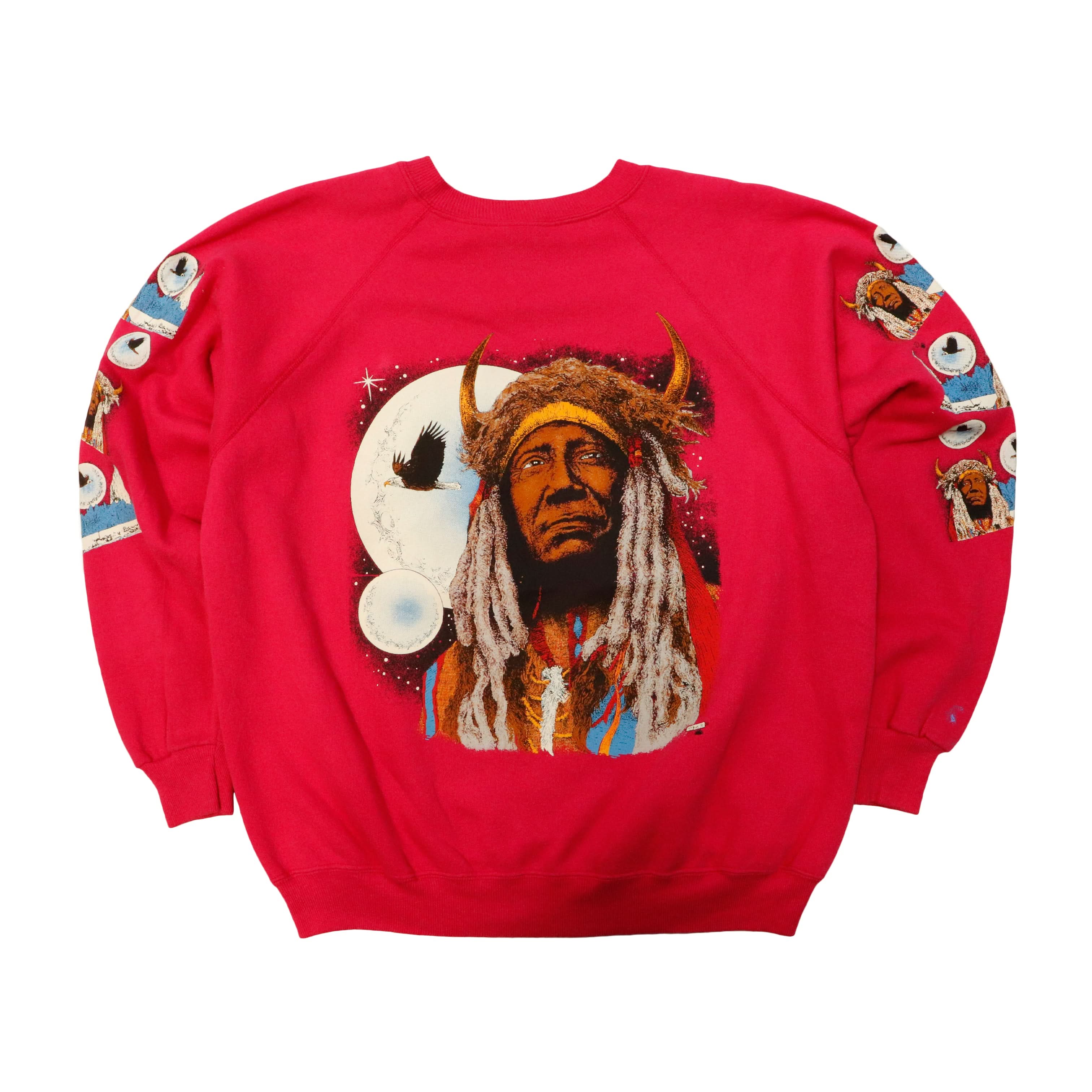 Vintage 80s Indian Head Graphic Print Sweatshirt Size XL