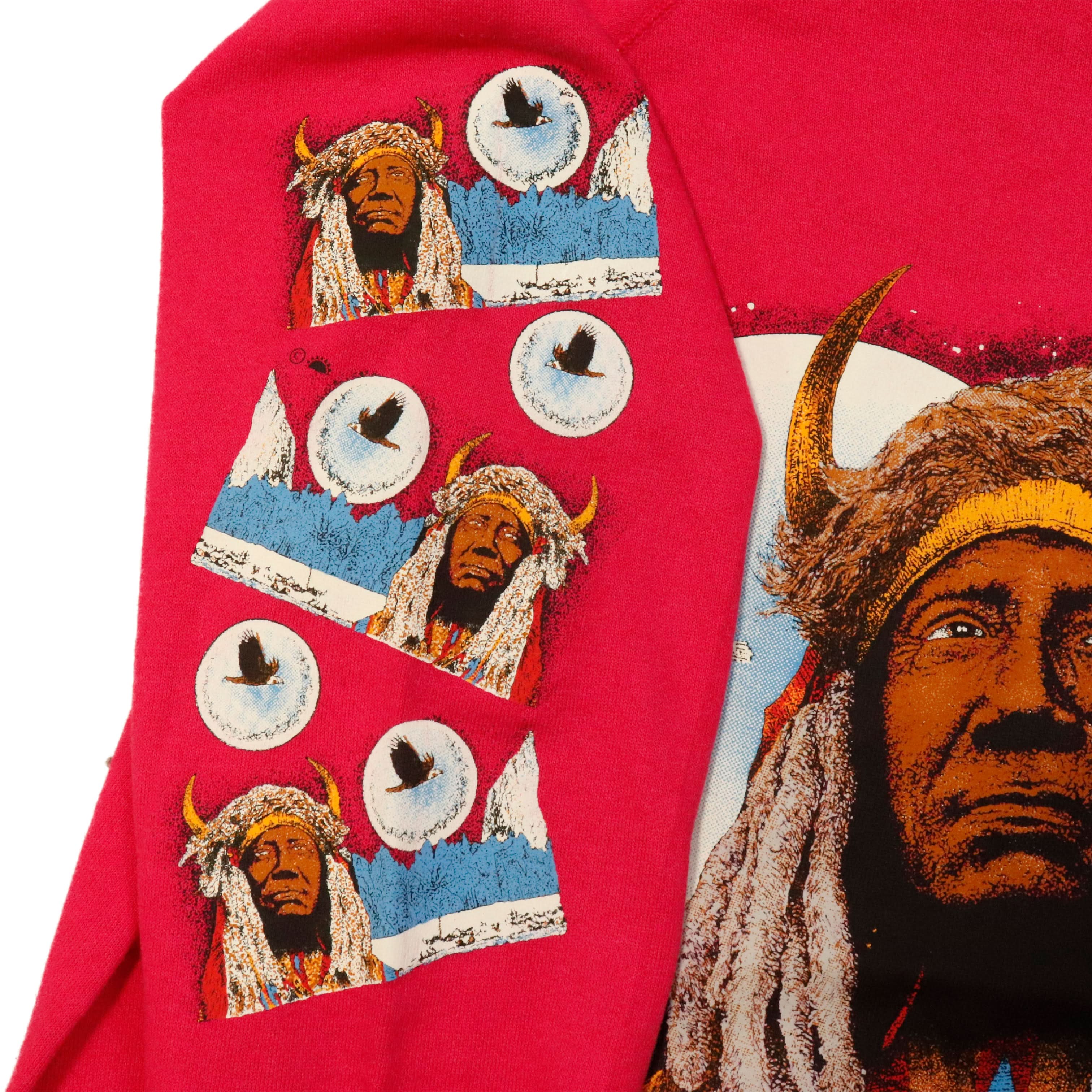 Vintage 80s Indian Head Graphic Print Sweatshirt Size XL