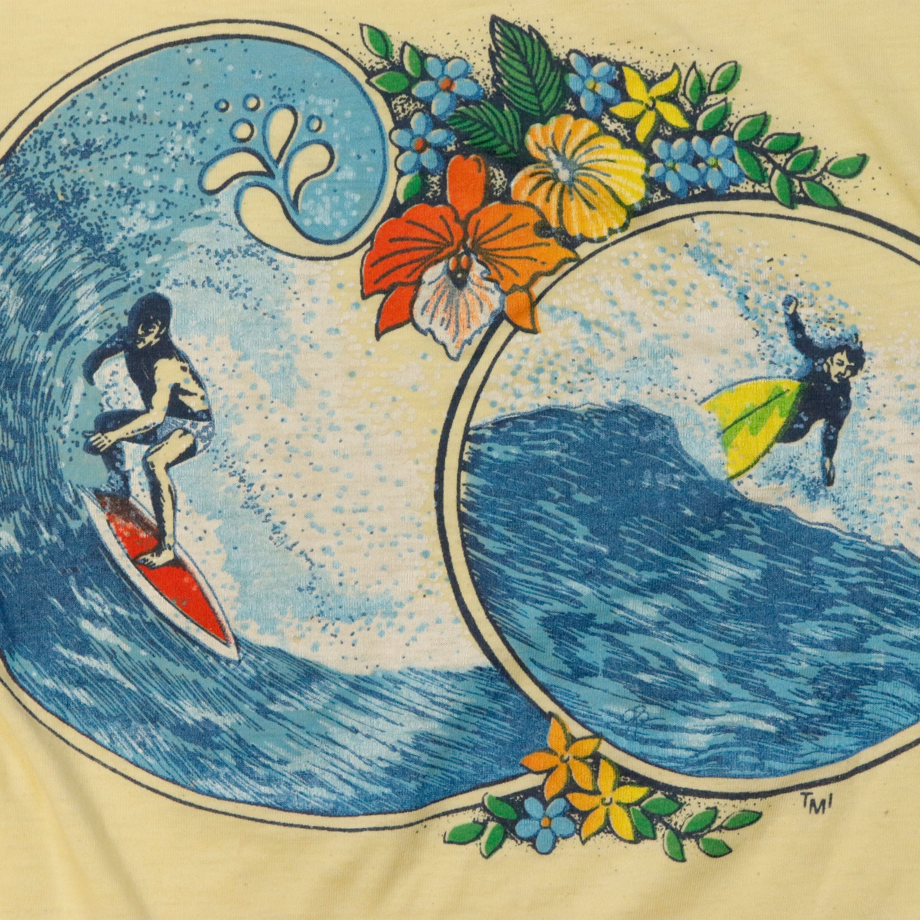 Vintage 80s Florida Surfing Graphic Long Sleeve T-Shirt Size M