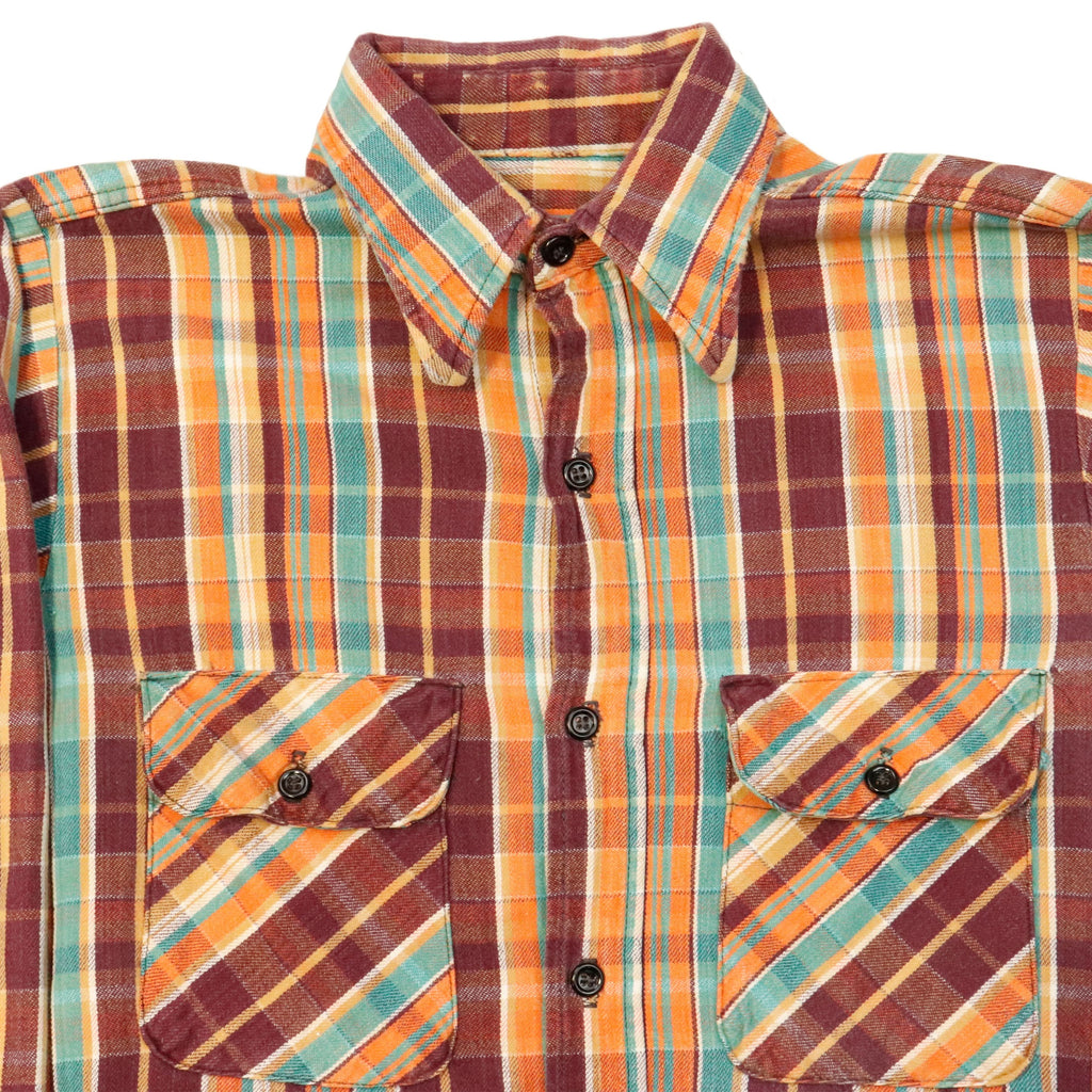 Vintage 60s Plaid Flannel Button-Up Shirt Size N/A
