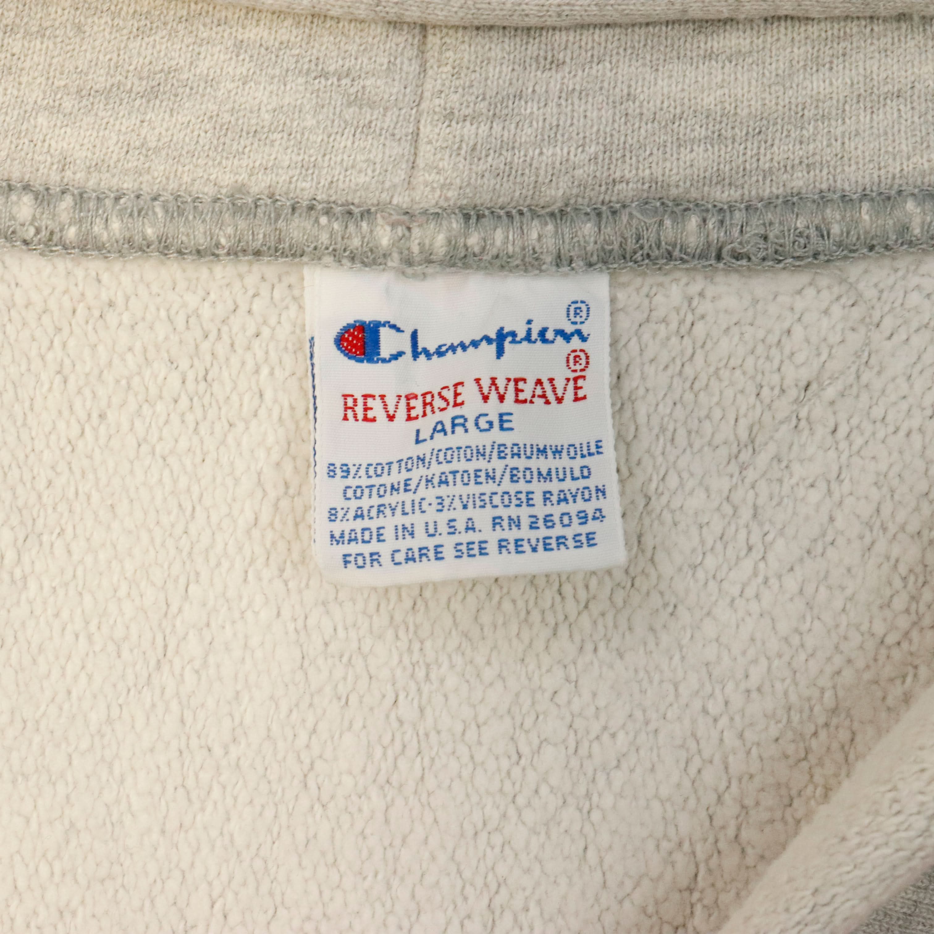 Vintage 90s Champion Wisconsin Reverse Weave Hoodie Size L Distressed