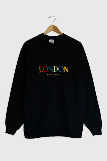Vintage London England Embroidered Sweatshirt Sz XL