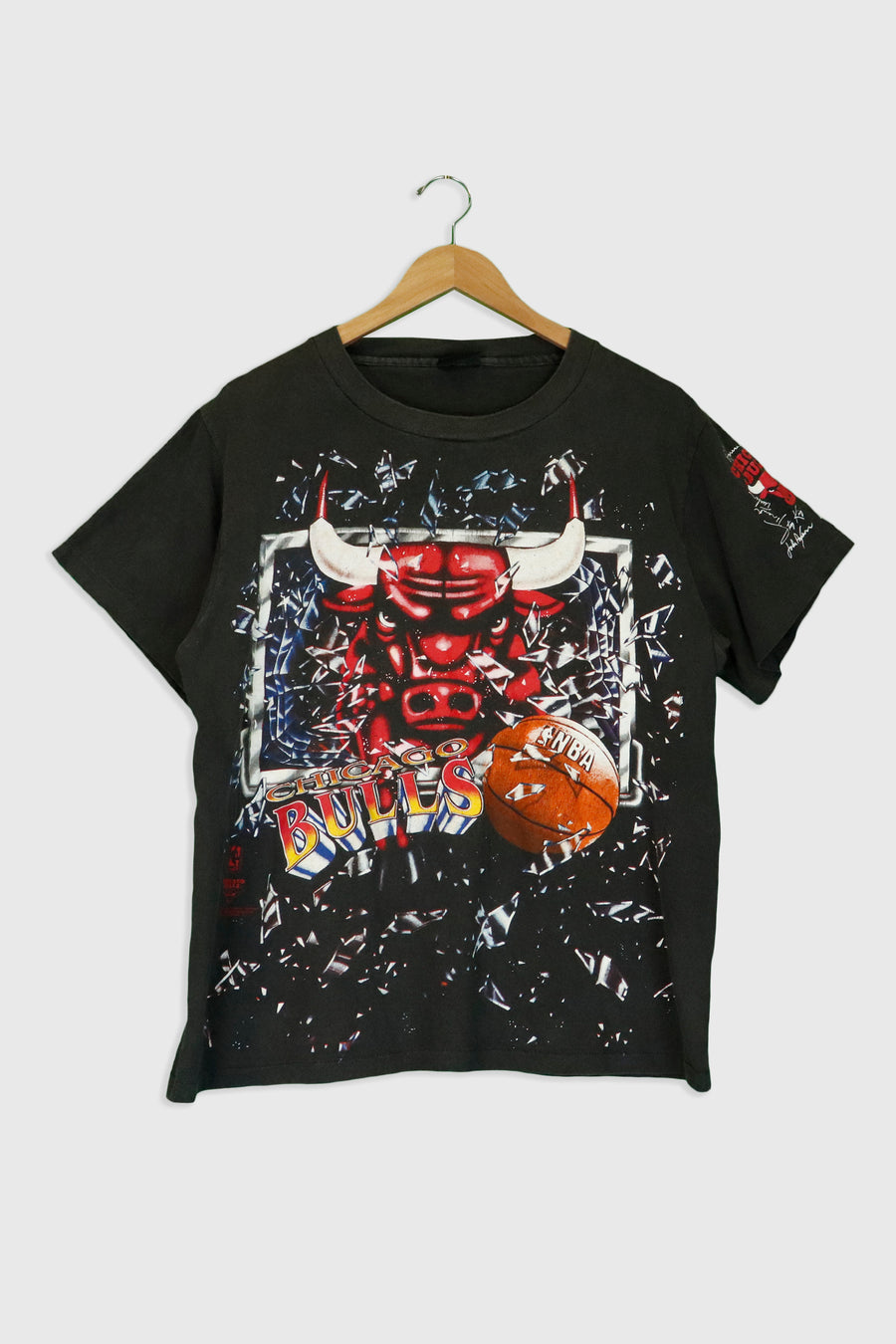 Vintage NBA Chicago Bulls Shattered Glass T Shirt Sz L