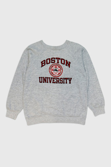 Vintage Boston University Textured Print Sweatshirt