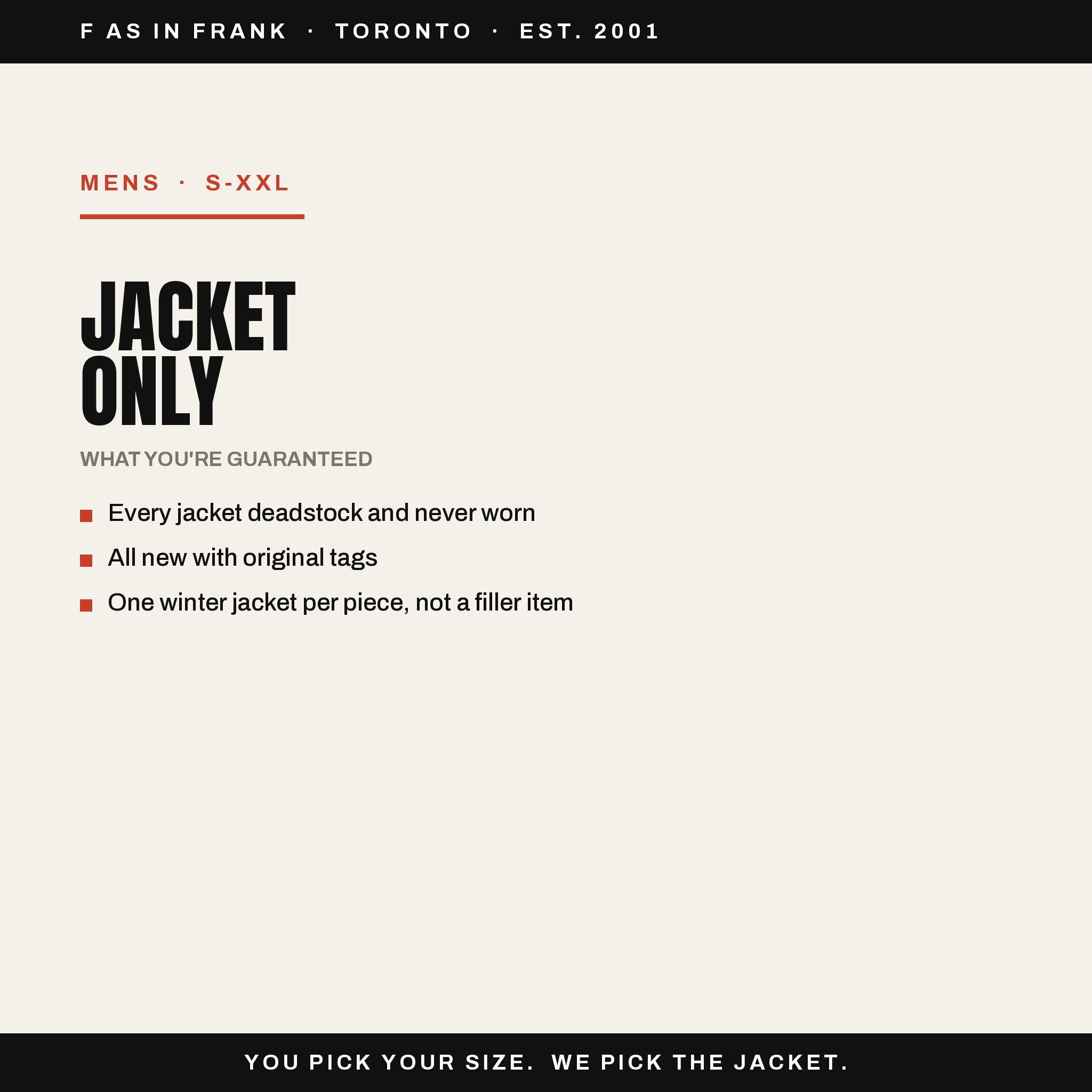 Deadstock Y2K mens winter jacket mystery box, never worn with original tags