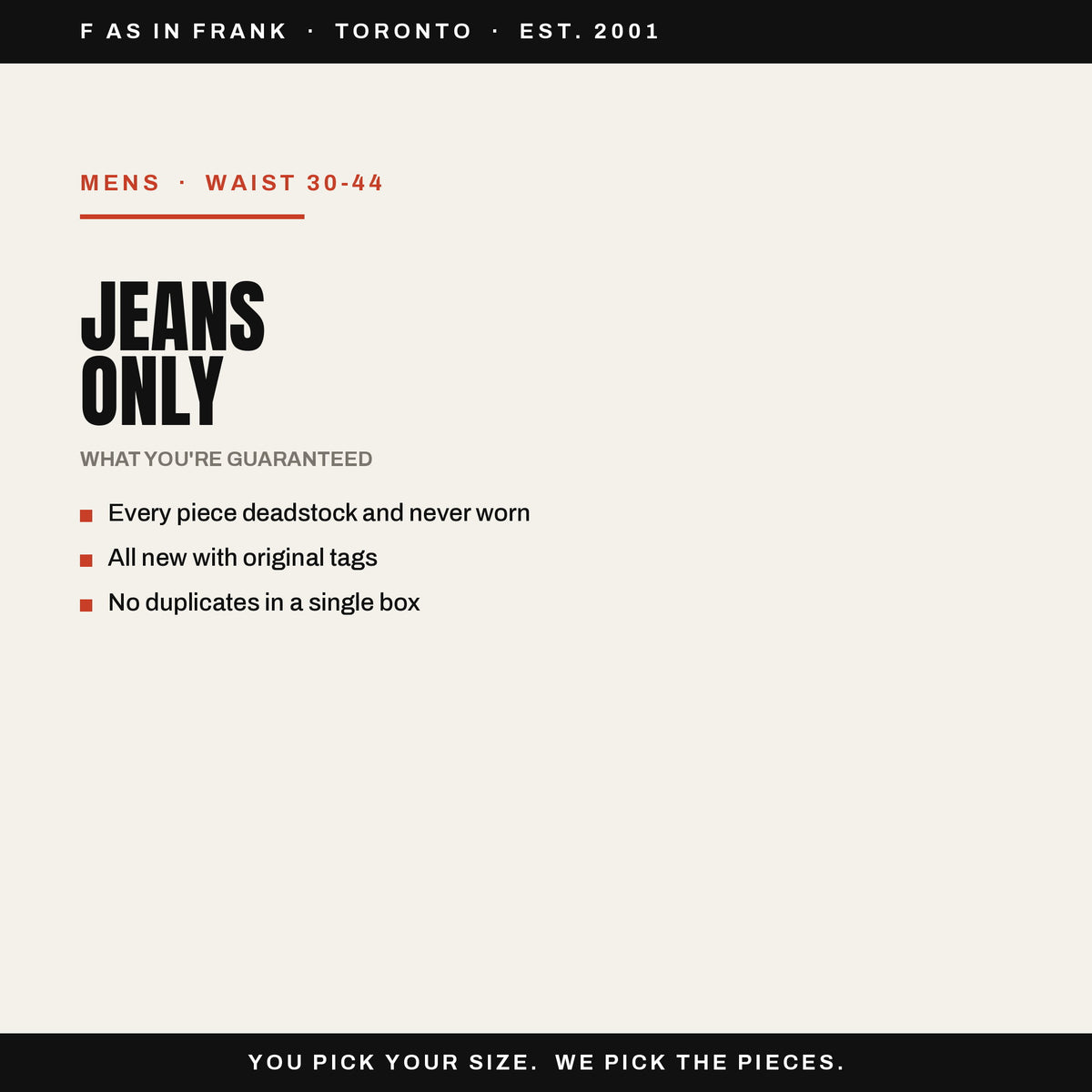 Deadstock Y2K mens jeans mystery box, never worn with original tags