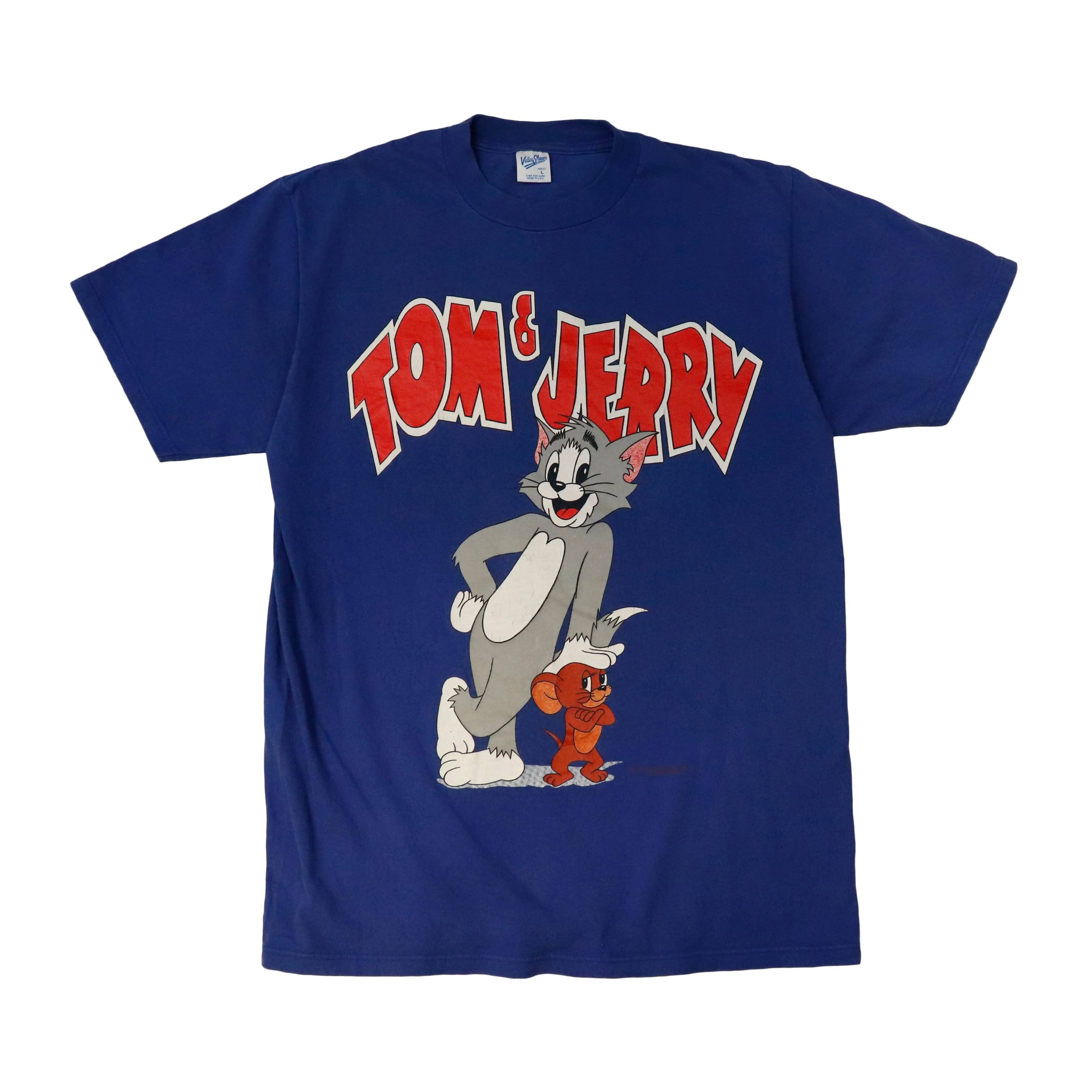 Vintage 1994 Velva Sheen Tom & Jerry Cartoon Graphic T-Shirt Size L FAIF.CA 