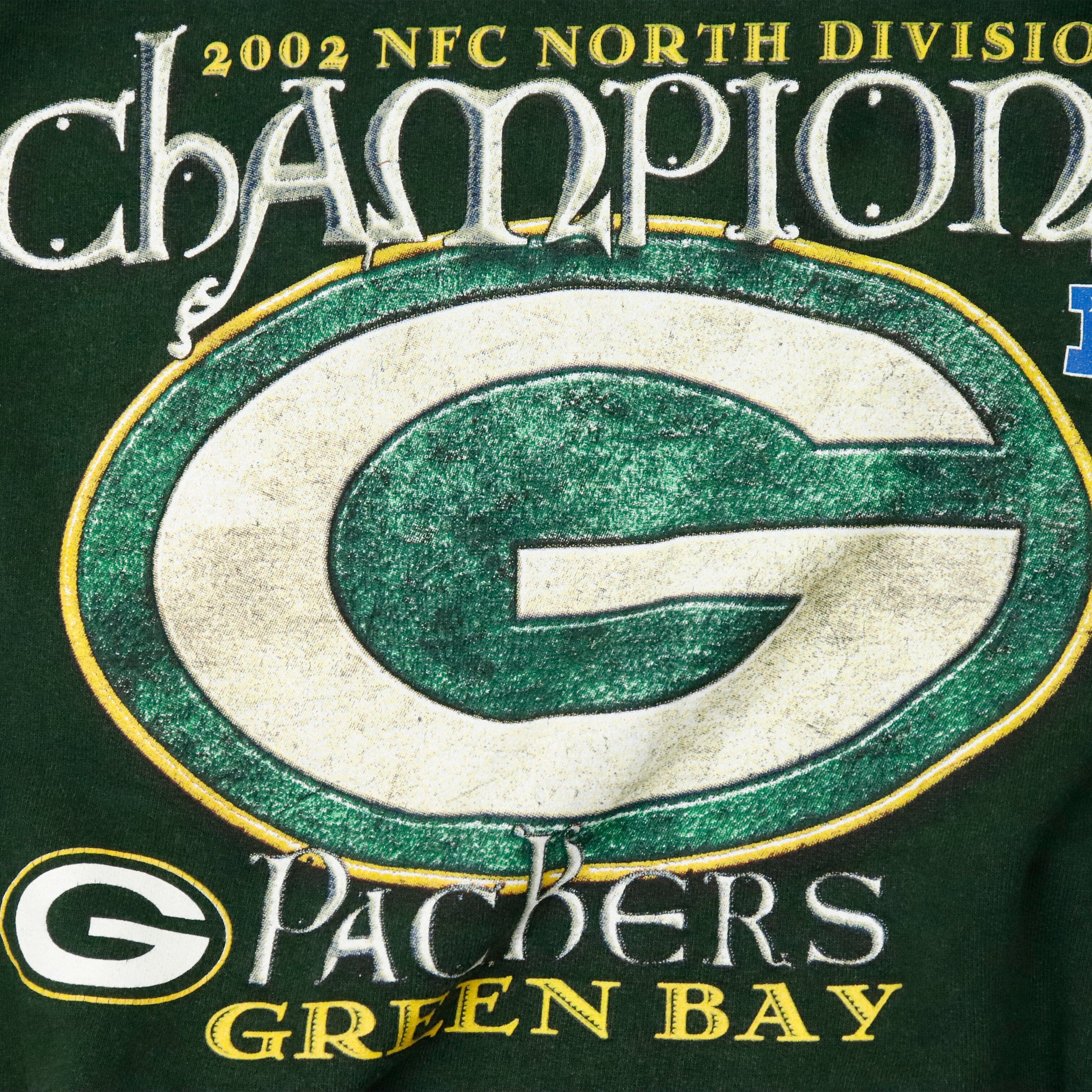 Vintage 2002 Gildan Packers Champions Green Crewneck Size L R 
