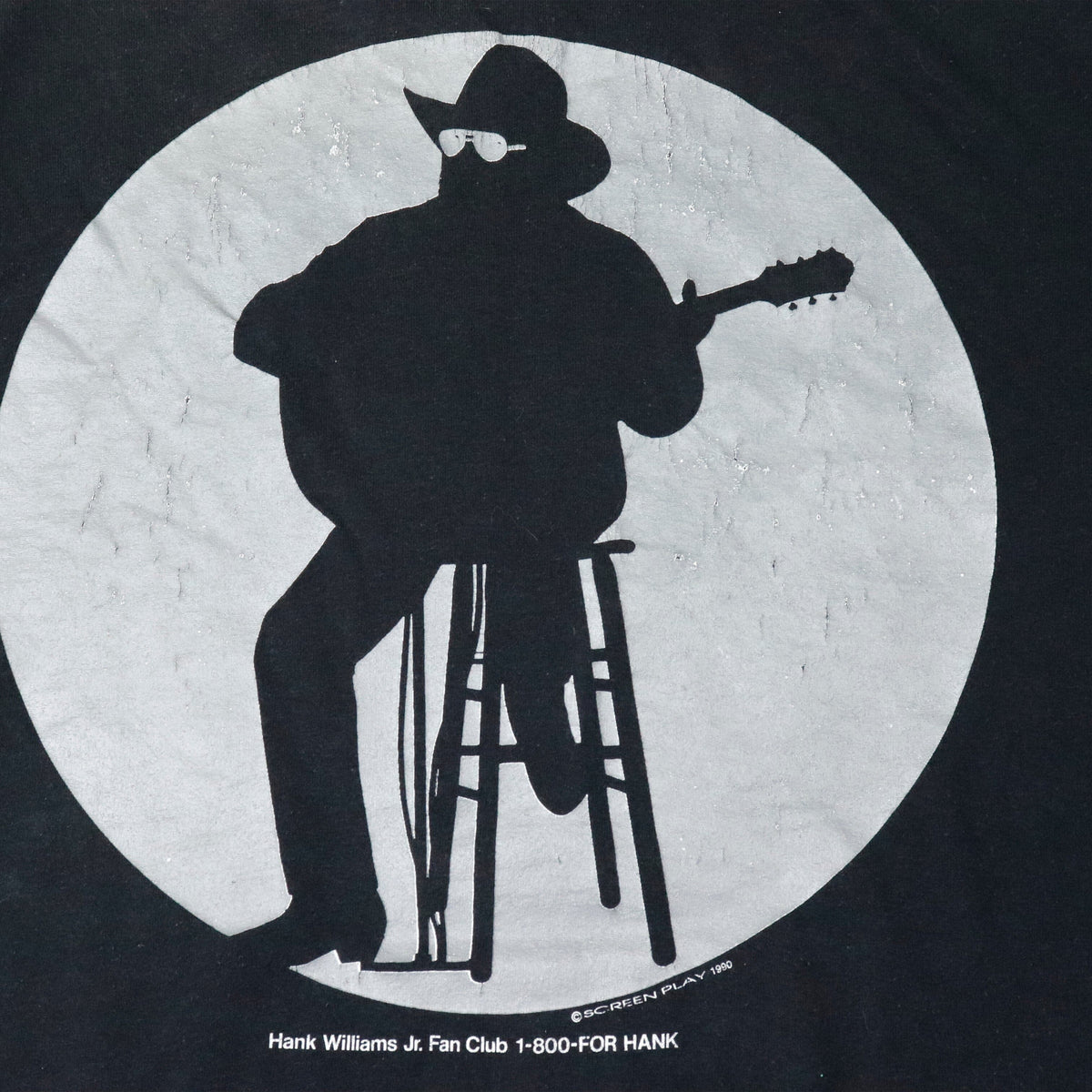 Vintage 80s Hank Williams Jr. Lone Wolf Tour Graphic T-Shirt Size XL Hanes 