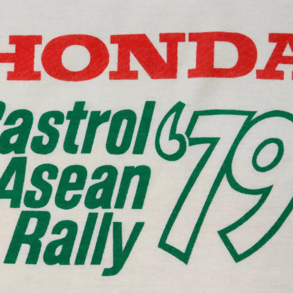 Vintage 80s Team Kah Motor Honda Rally Car Racing White T-Shirt Other 