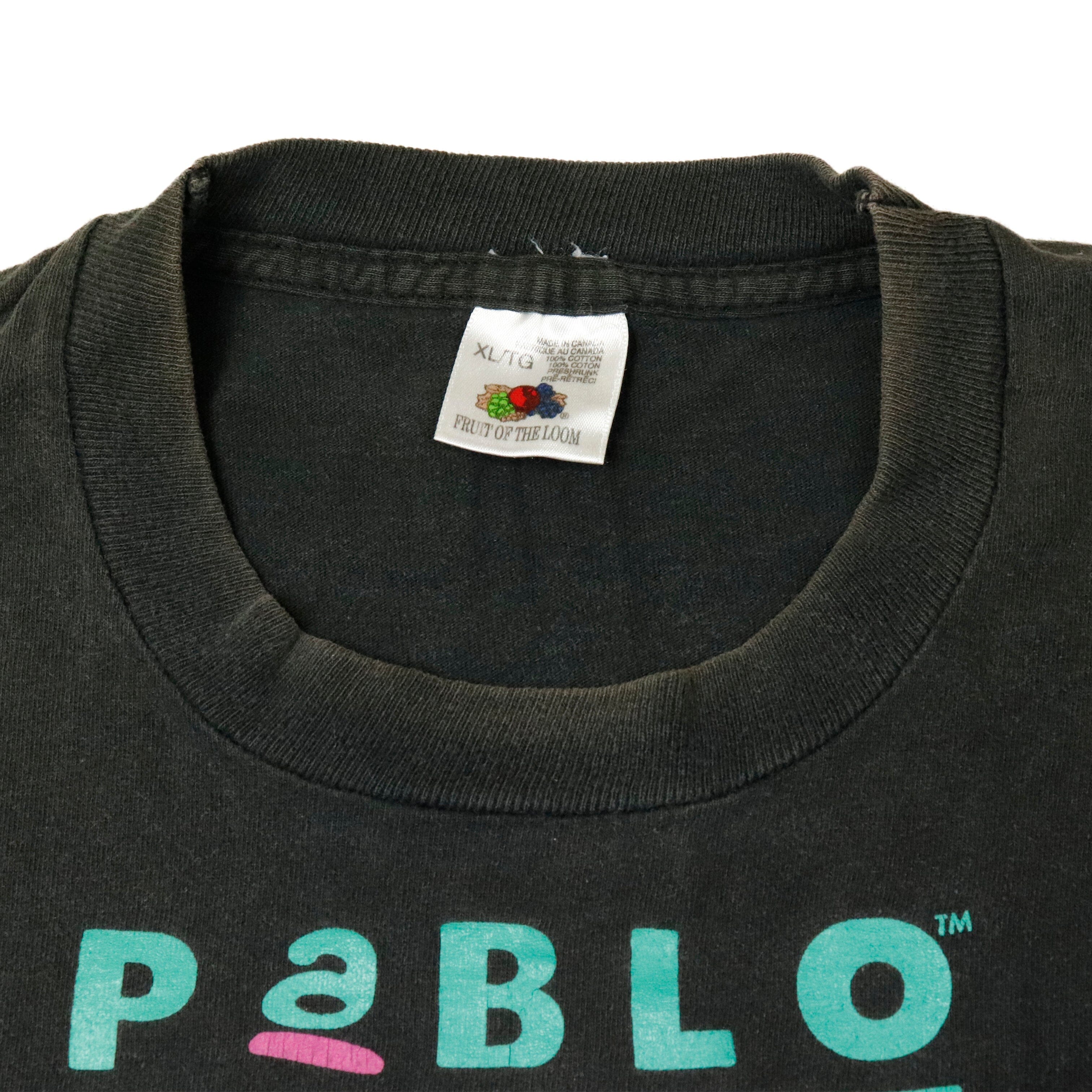 Vintage 90s Pablo Abstract Face Graphic Computer Program T-Shirt Size XL Fruit of the Loom 